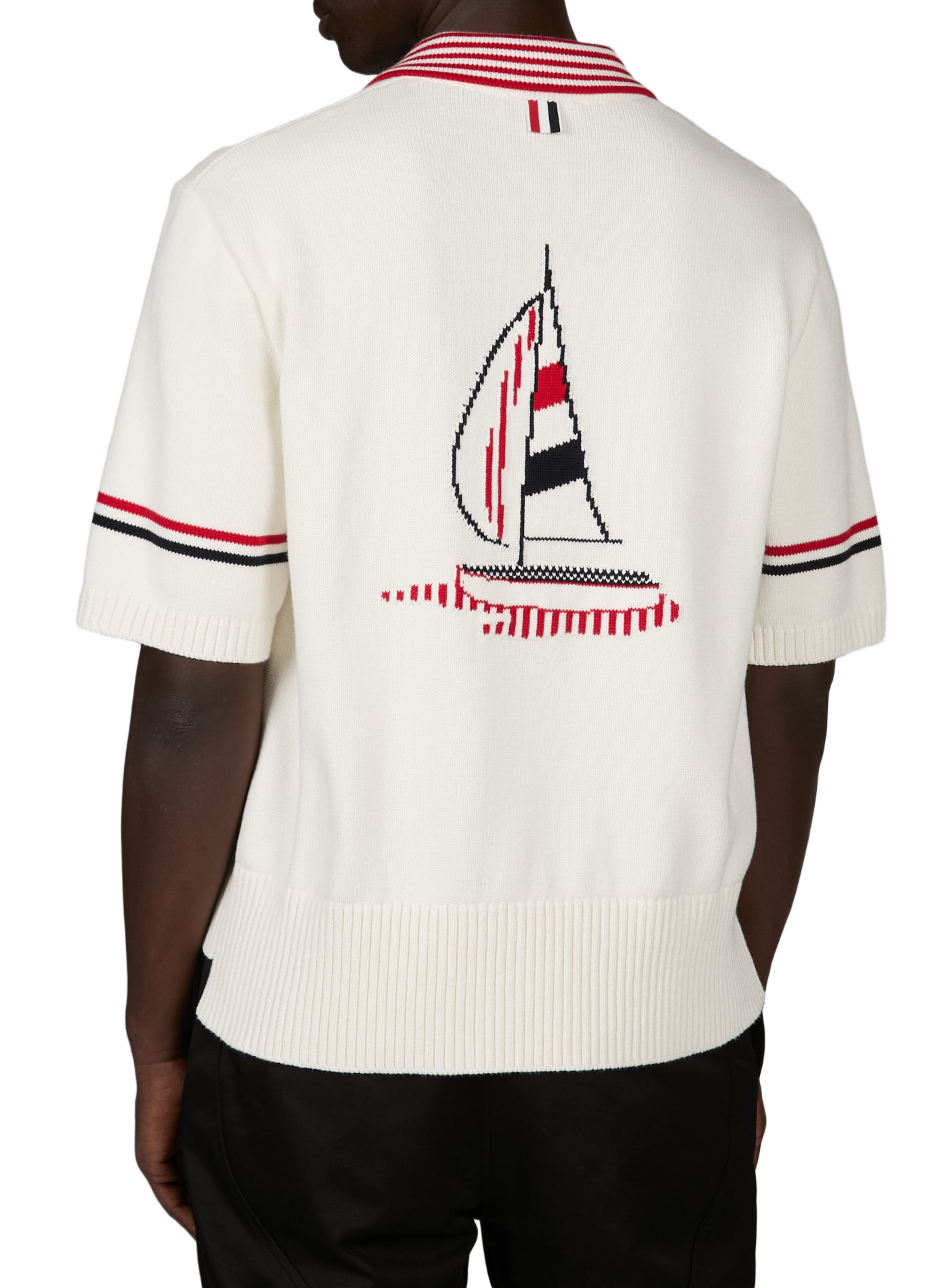 Straight fit short-sleeved knit polo THOM BROWNE White