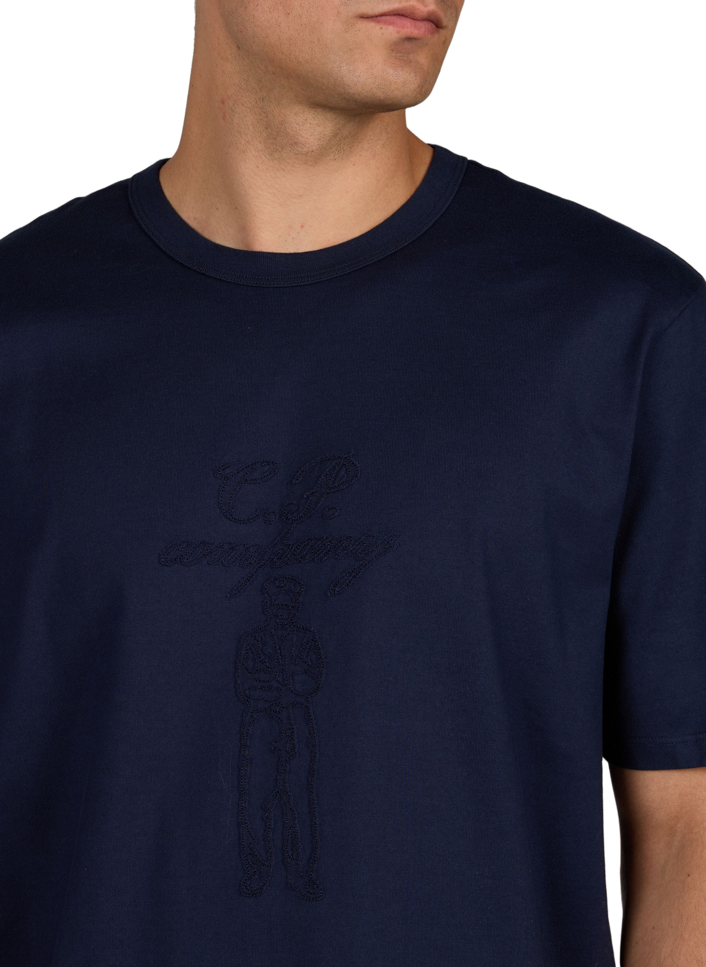 T-shirt met geborduurd logo van katoen CP COMPANY Blauw