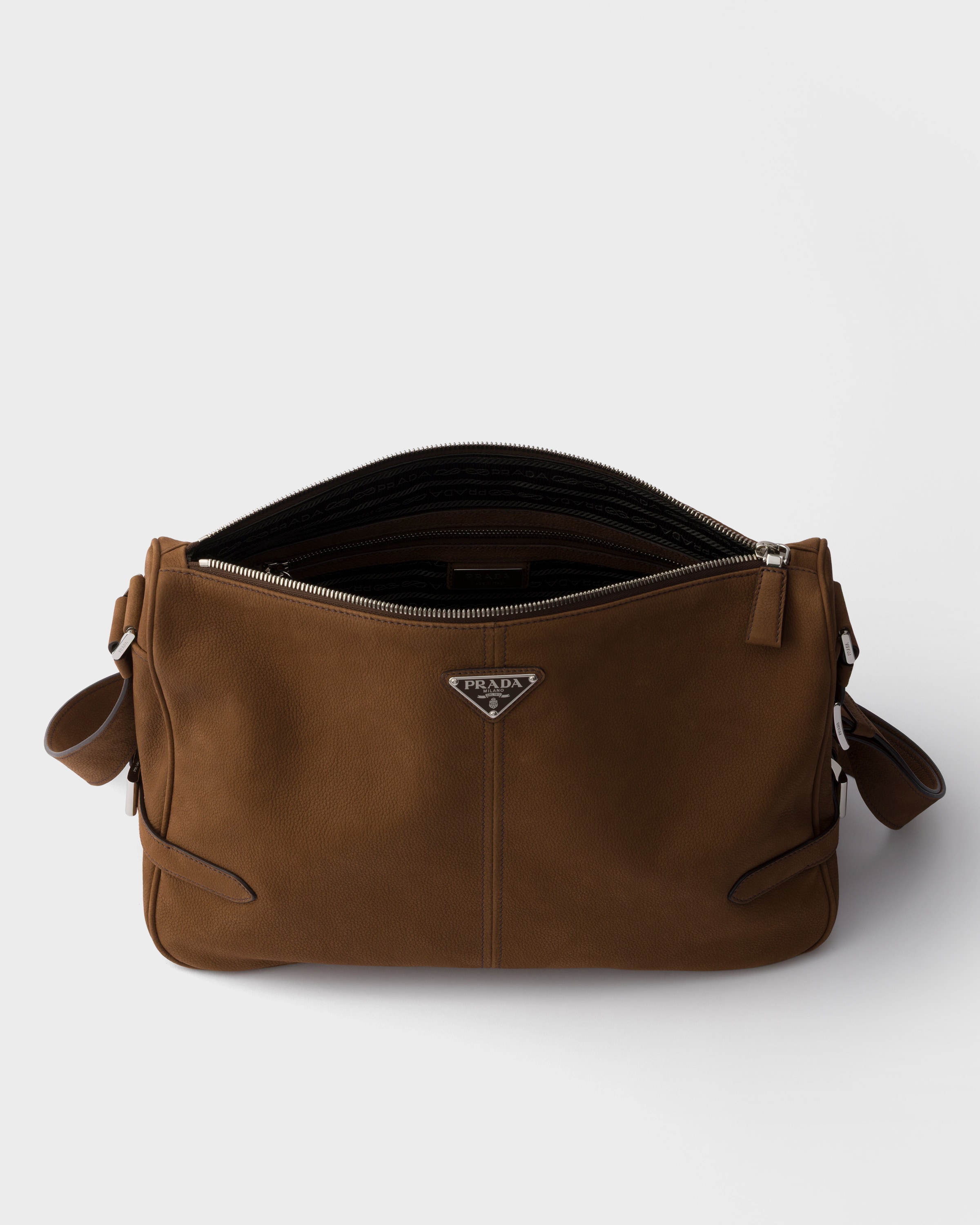 Sac à bandoulière en cuir nubuck PRADA Marron