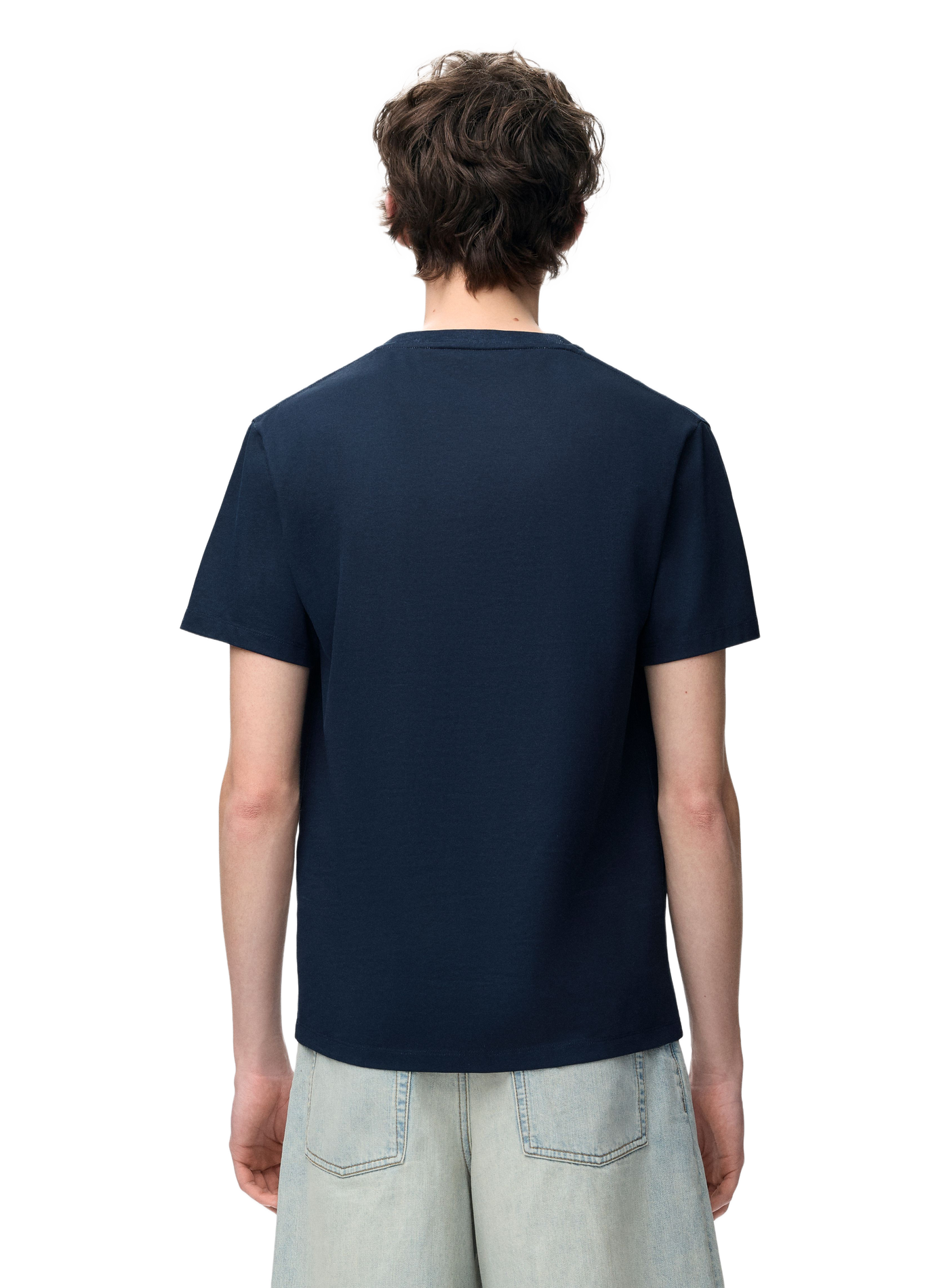 T-shirt à logo brodé en coton mélangé LOEWE Bleu