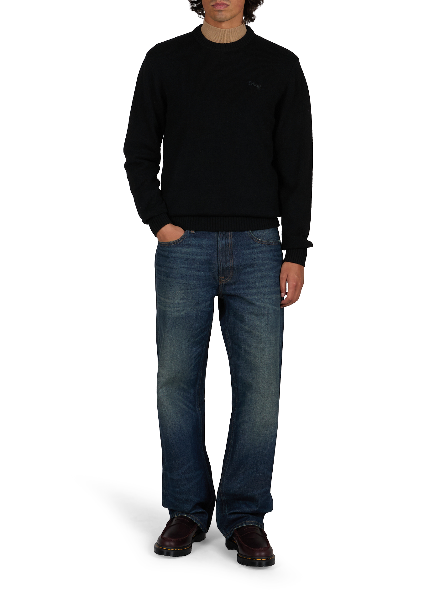 Wool-blend round-neck jumper SCHOTT Black