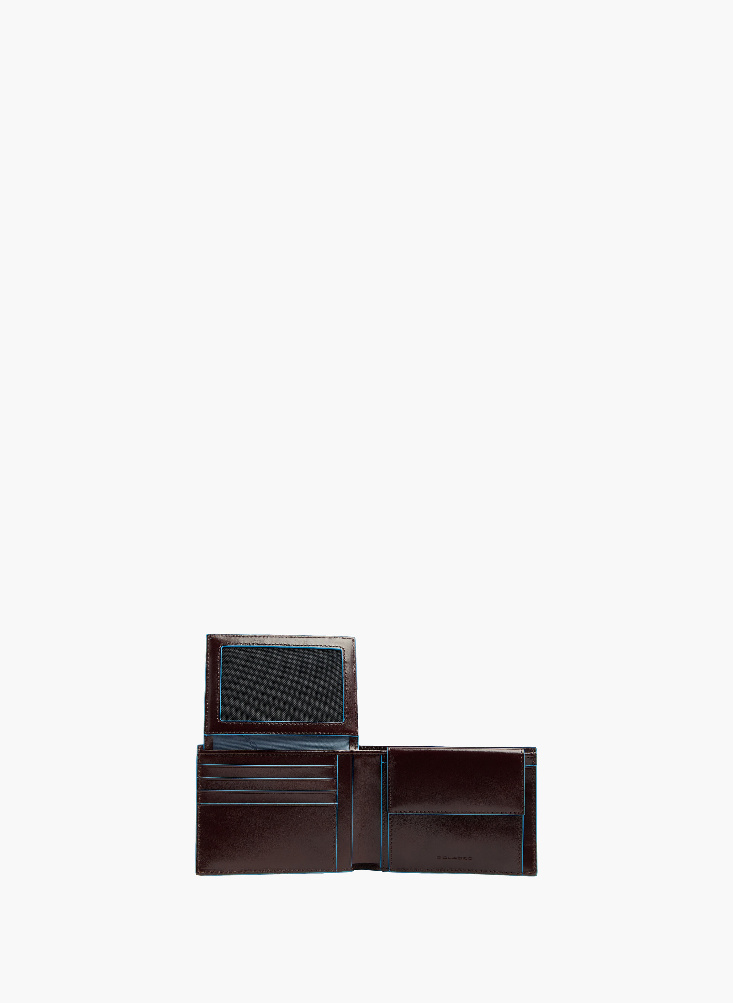 Men’s wallet with flip up id window PIQUADRO Brown