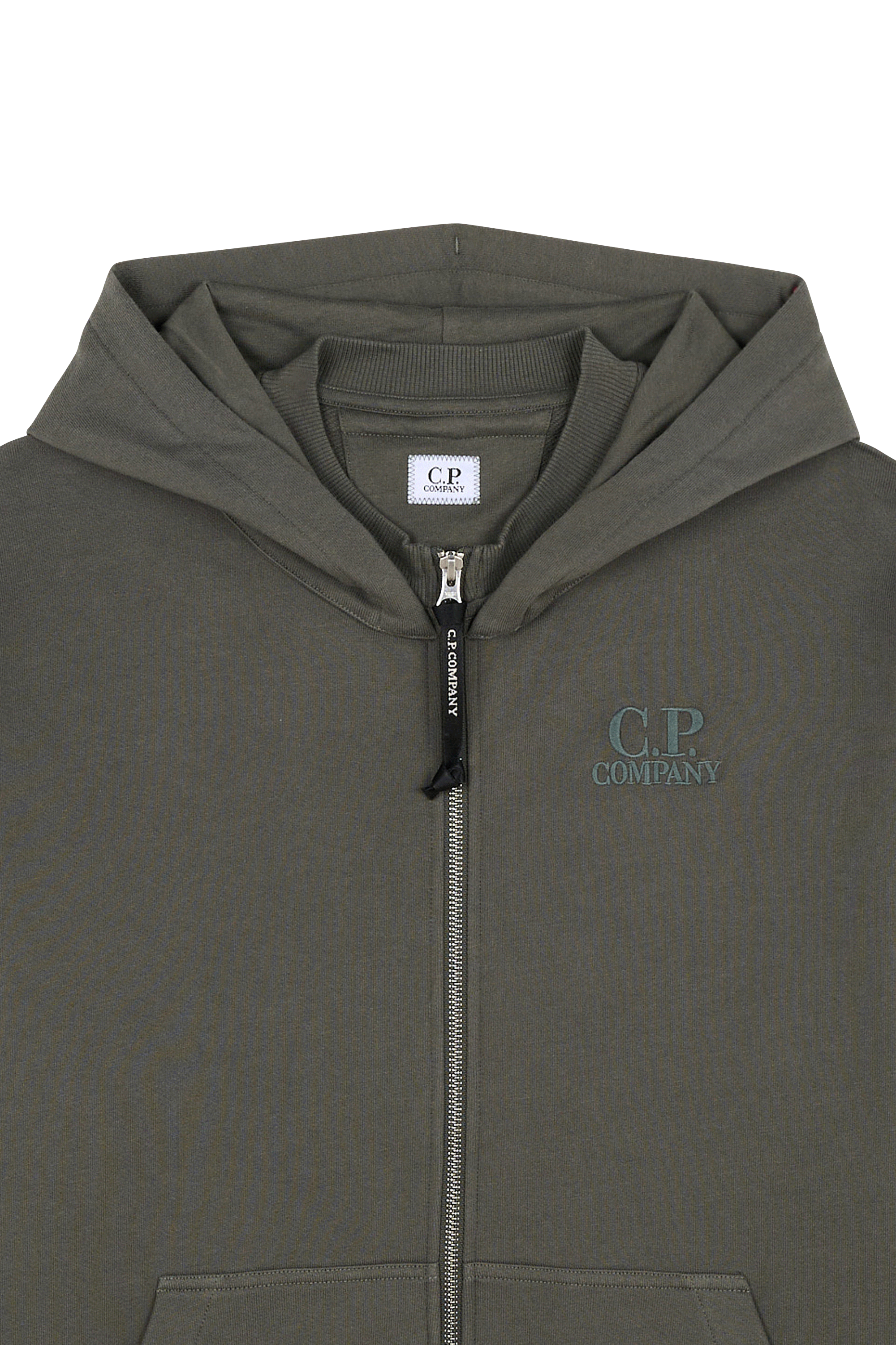 Hoodie zippé diagonal raised fleece zip hooded sweatshirt CP COMPANY Kaki