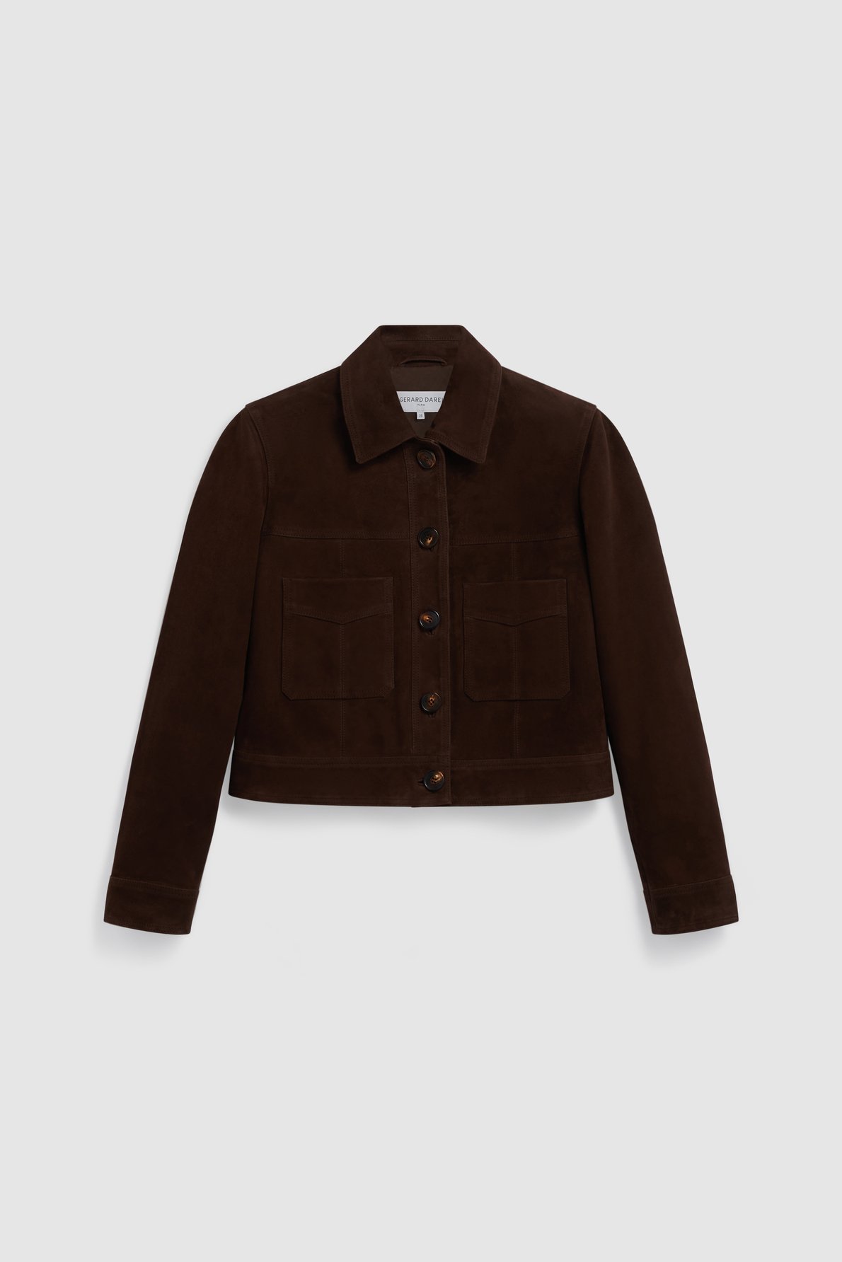 Veste courte en cuir velours - phoebe GERARD DAREL Marron