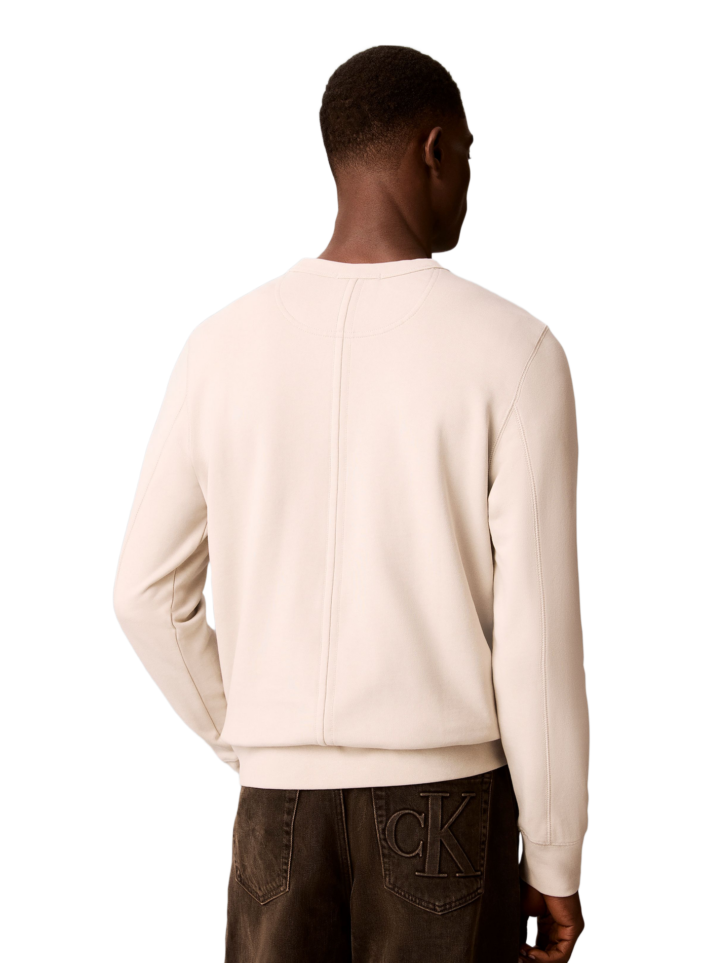 Gerader Sweatshirt mit Logo aus Baumwollmischung CALVIN KLEIN Beige