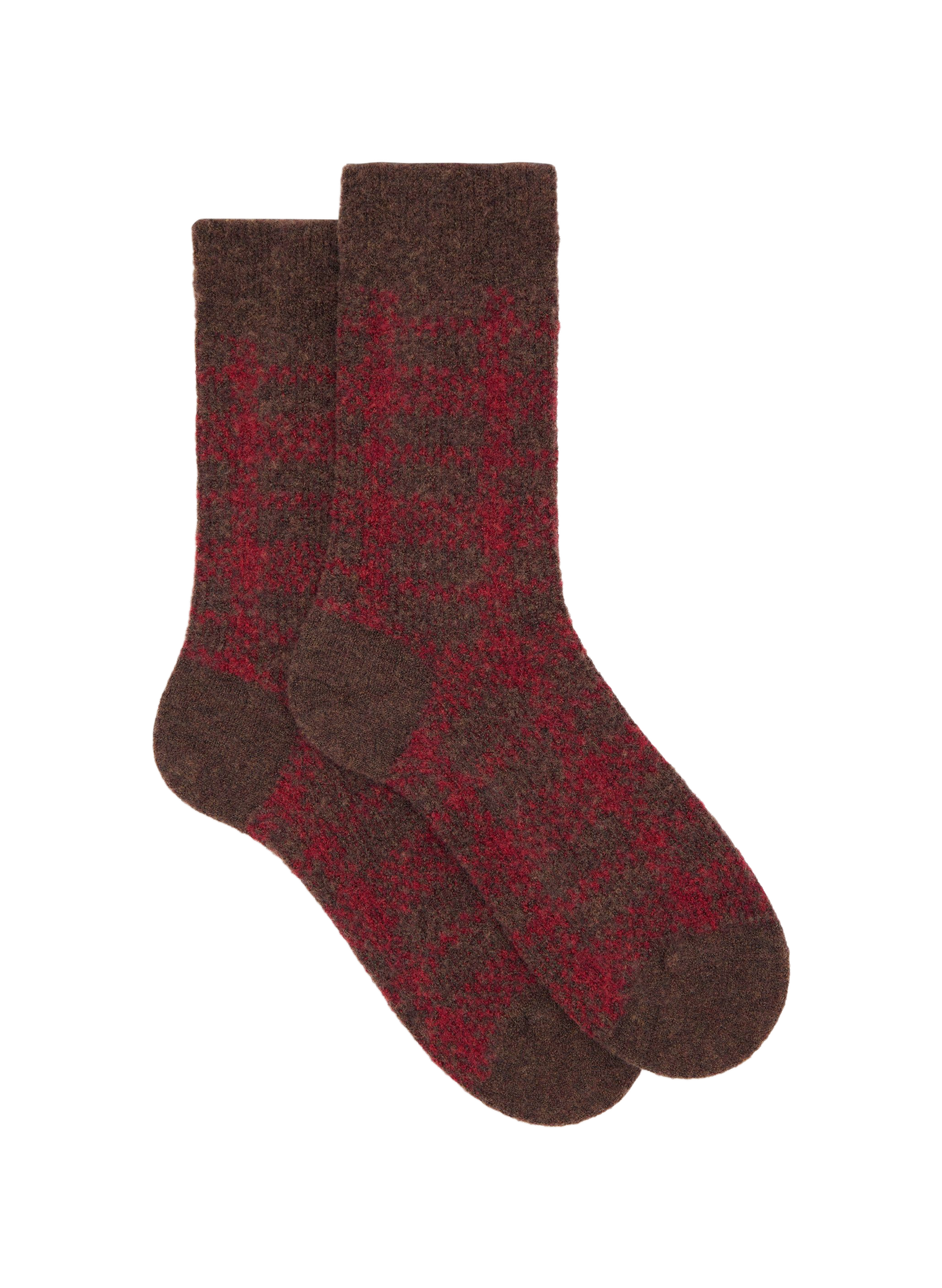 Chaussettes motif tartan en laine mélangée DORÉ DORÉ Marron