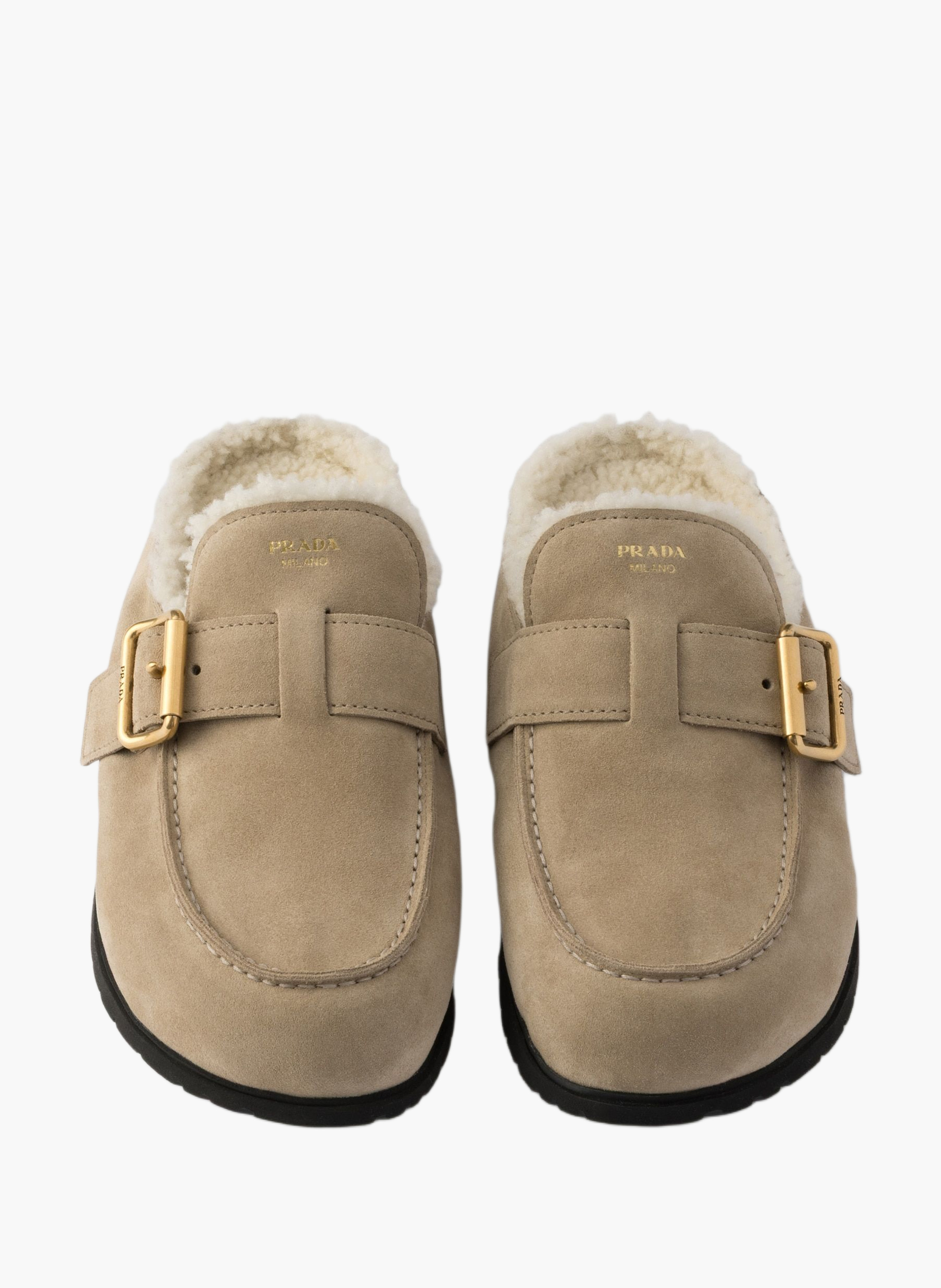 Mules en veau velours PRADA Beige