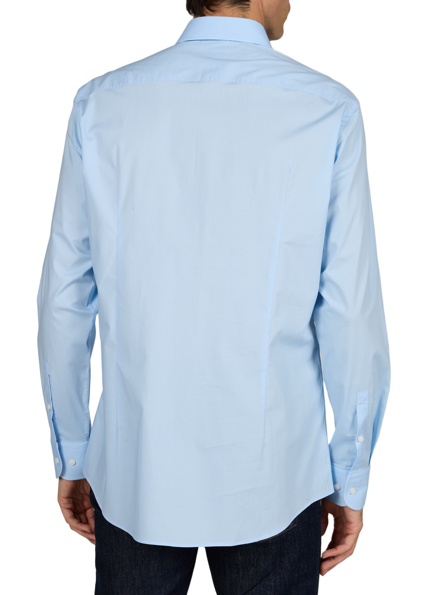 Camisa entallada de algodón mezclado BOSS Azul
