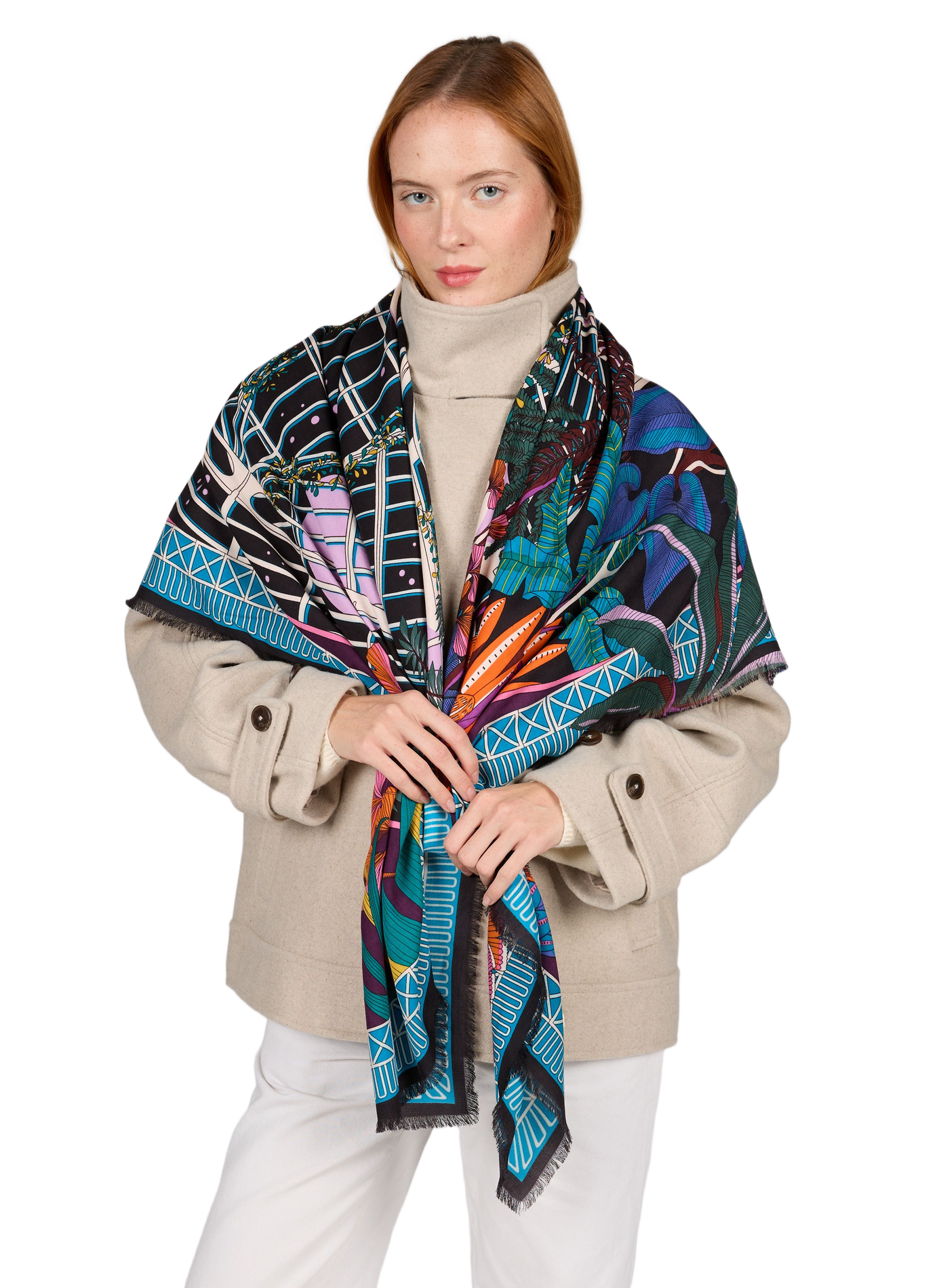 Bedrucktes Tuch Jardin d'hiver WILD Schwarz