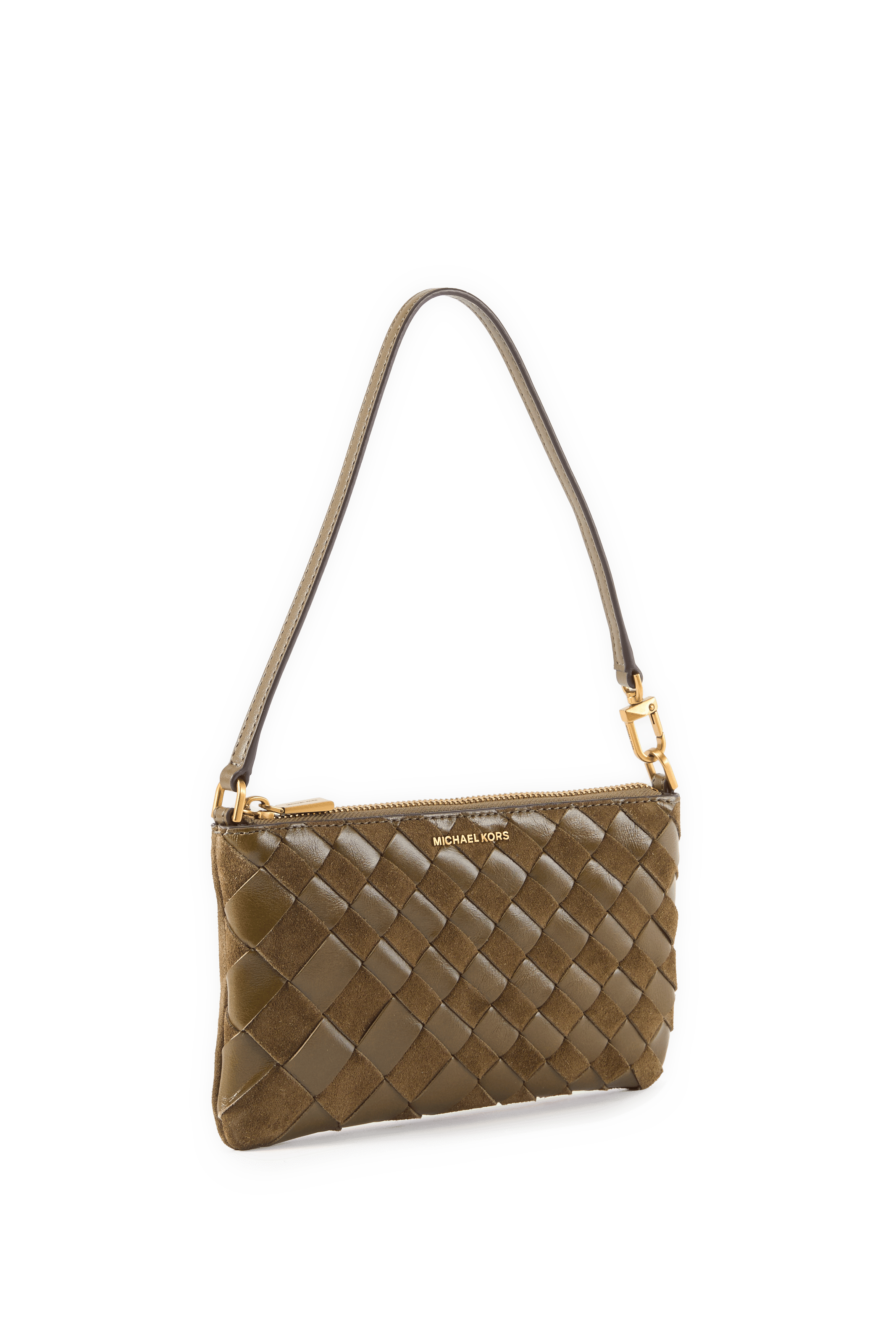 Pochette à sangle en cuir tissé | Kaki MICHAEL KORS Femme