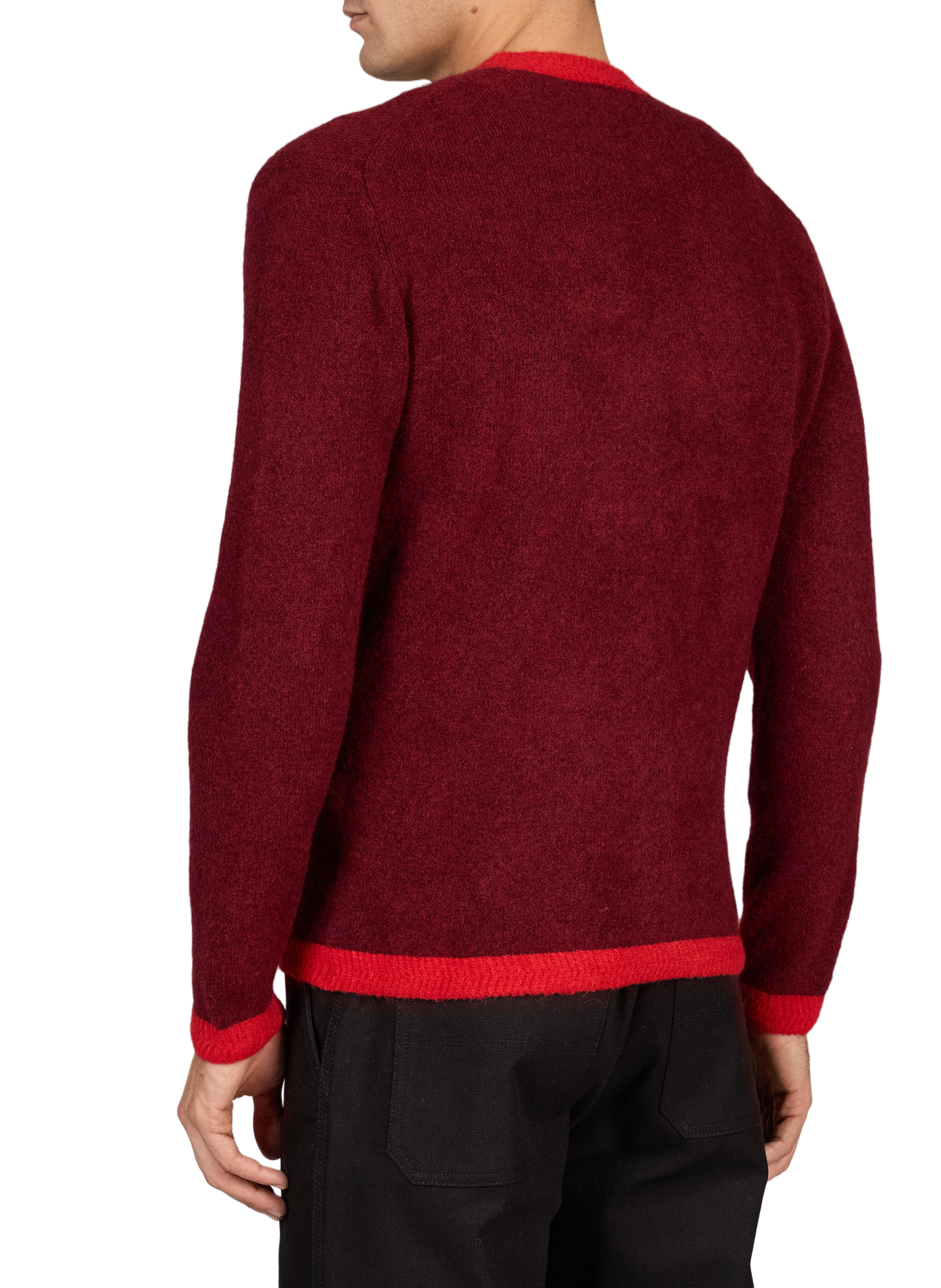 Round-neck solid color wool blend sweater REPLAY Red