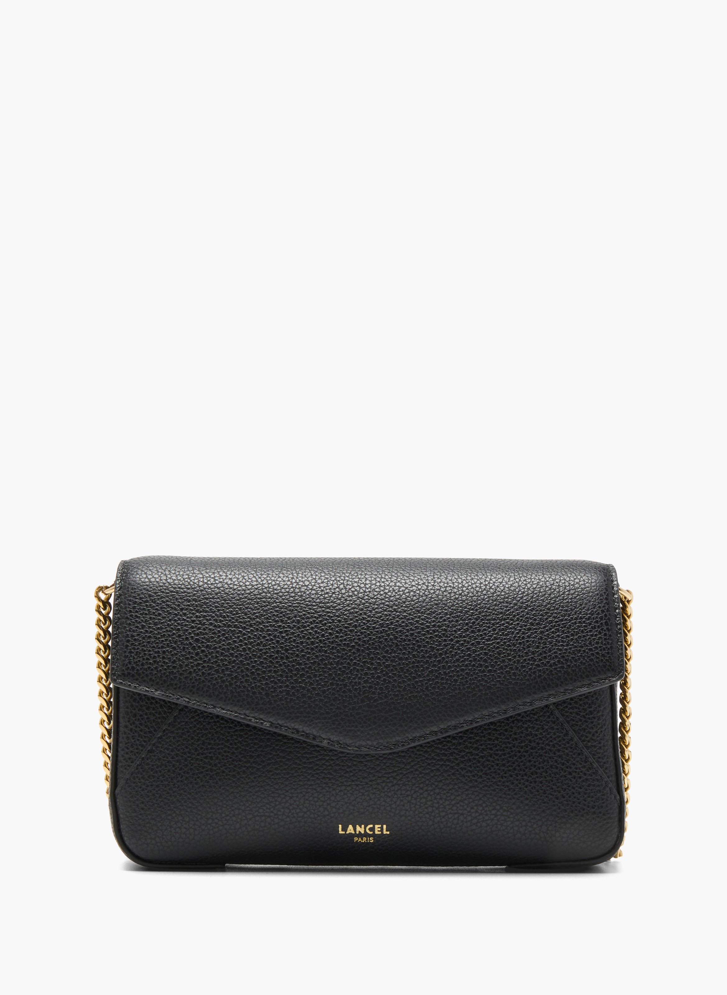 Pochette chaine avec porte-cartes amovible enveloppe de lancel en cuir LANCEL Noir