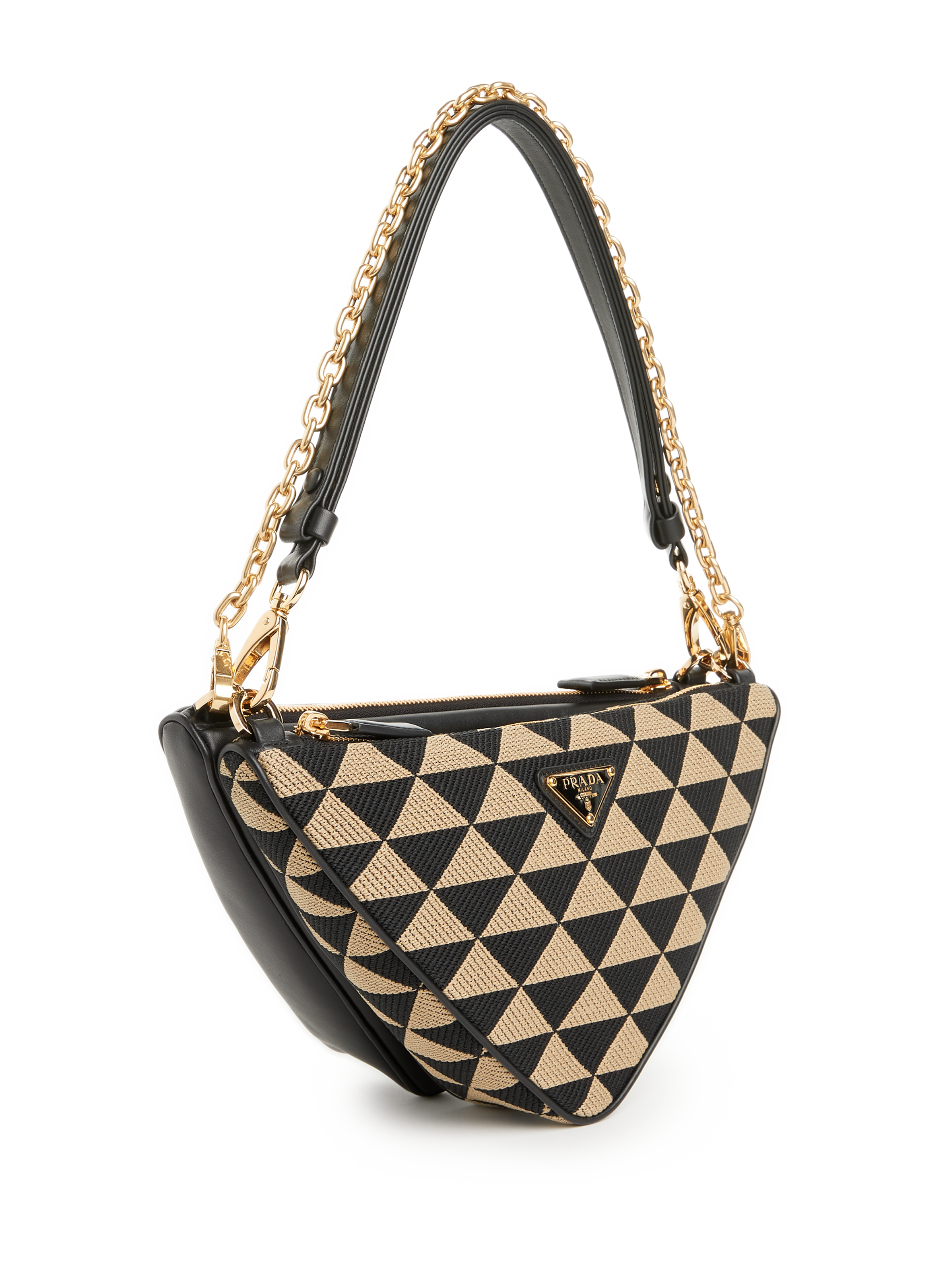 Prada Symbole leather and canvas mini bag Multicolour
