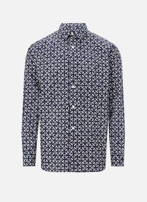 Patterned cotton poplin shirt BlueAGNÈS B 