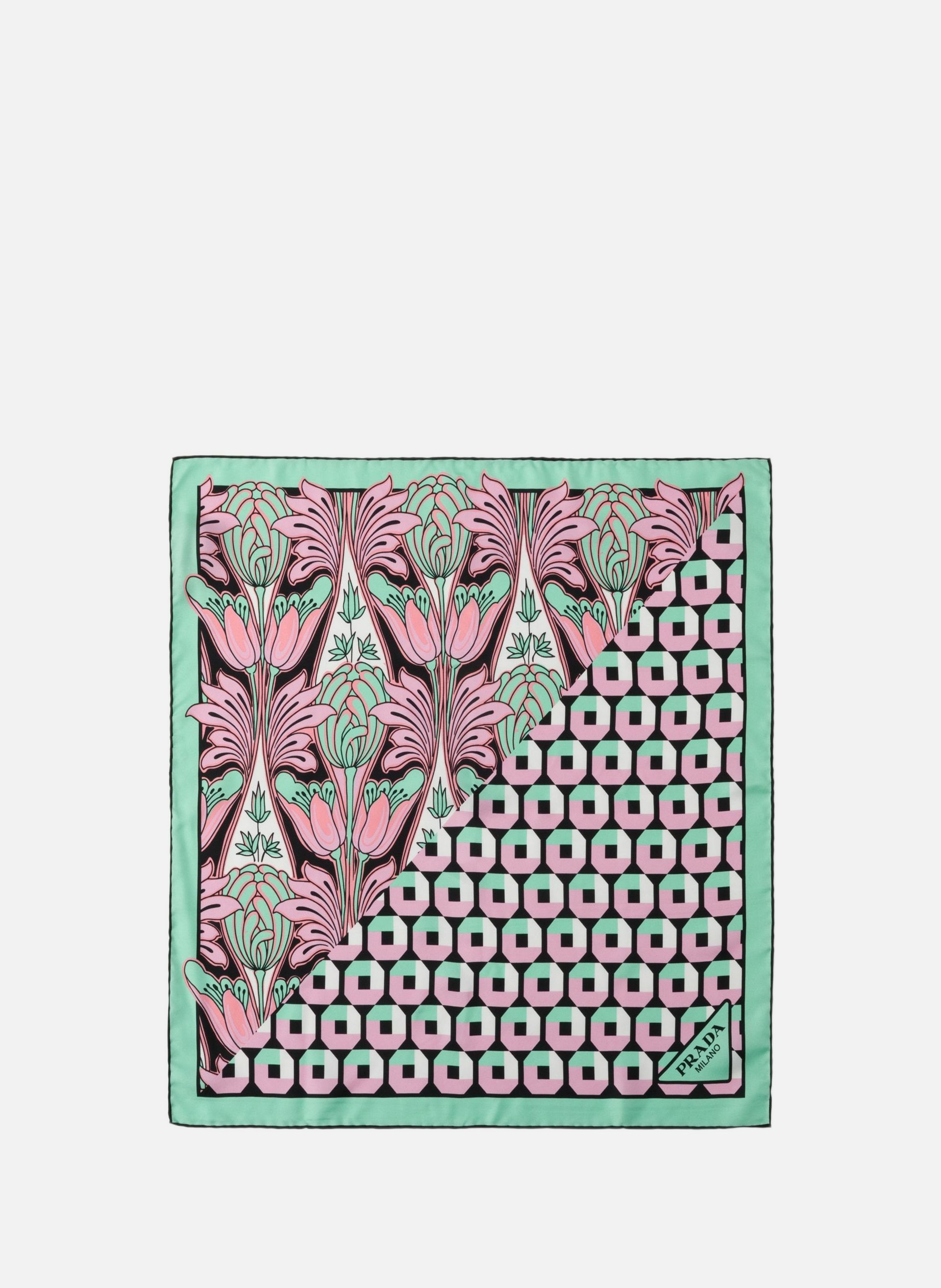 Foulard en sergé de soie imprimé 55 PRADA Vert