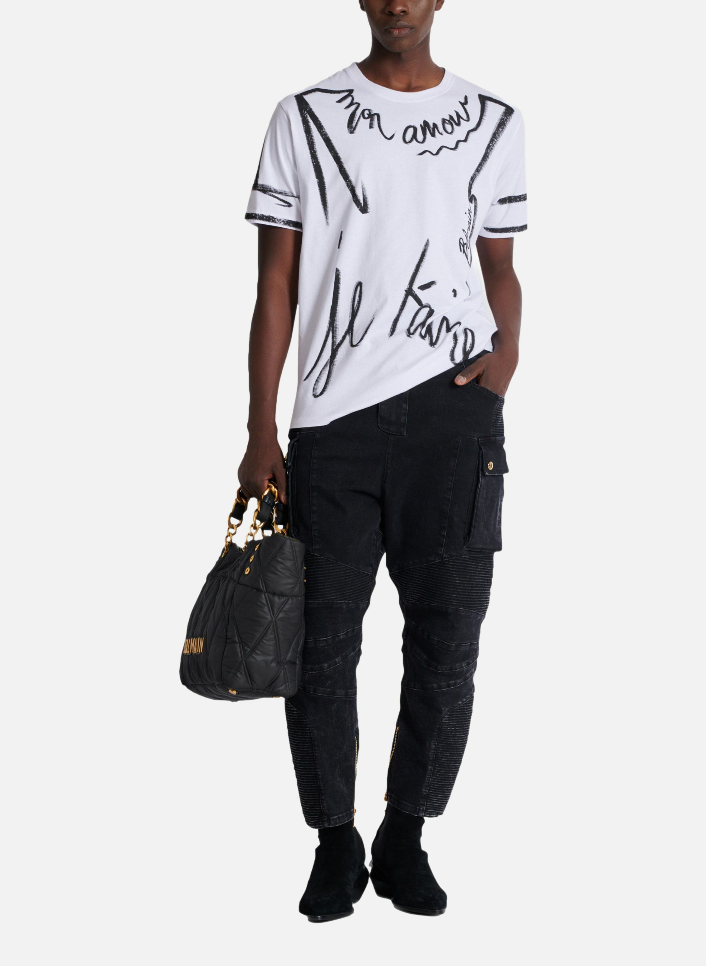 Jean cargo en denim BALMAIN Noir