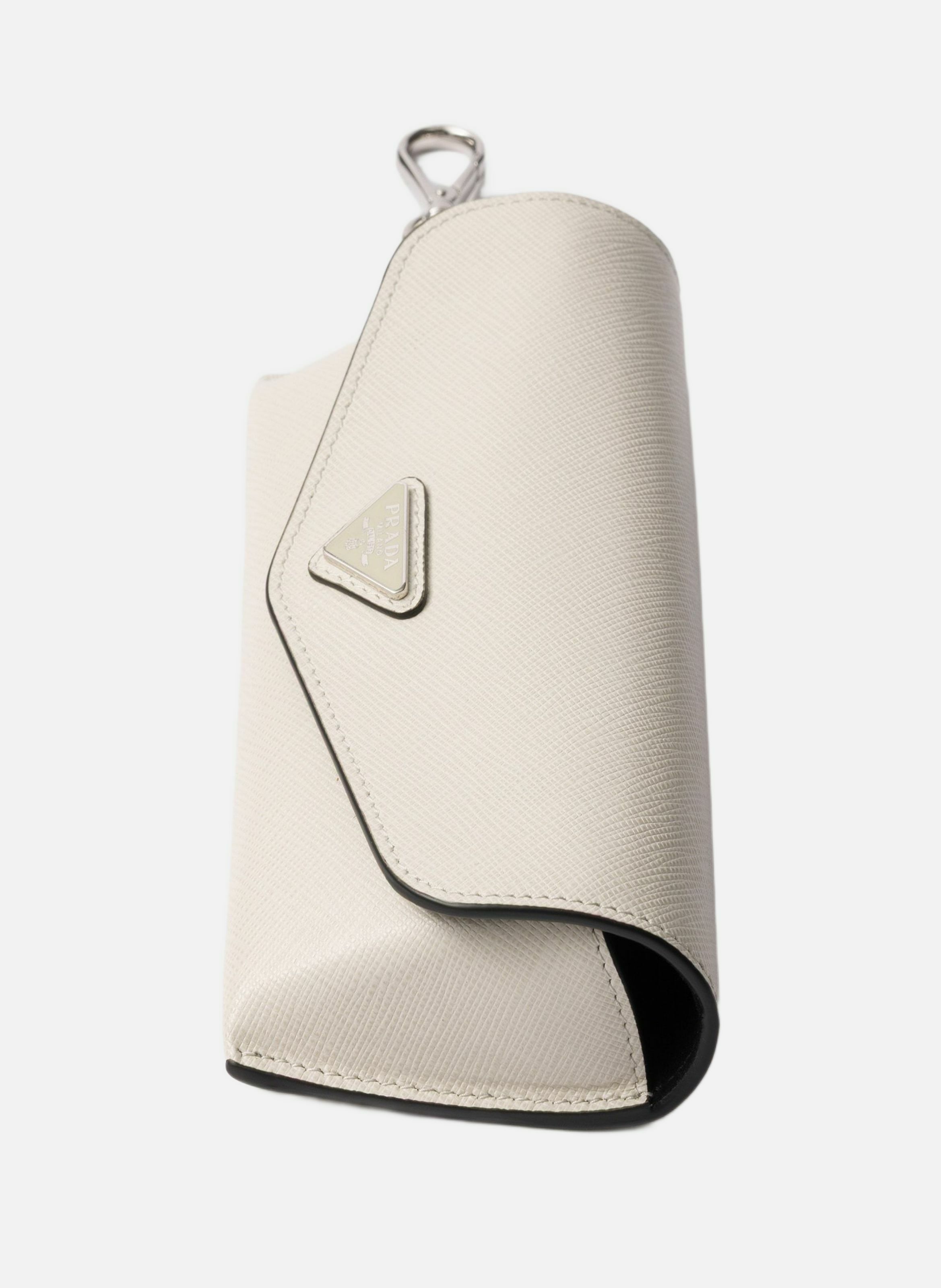 Étui à lunettes en cuir saffiano Beige