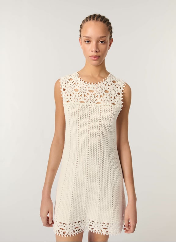 Robe sans manches en crochet Blanc by MAJE MAJE Robe sans manches en crochet Blanc