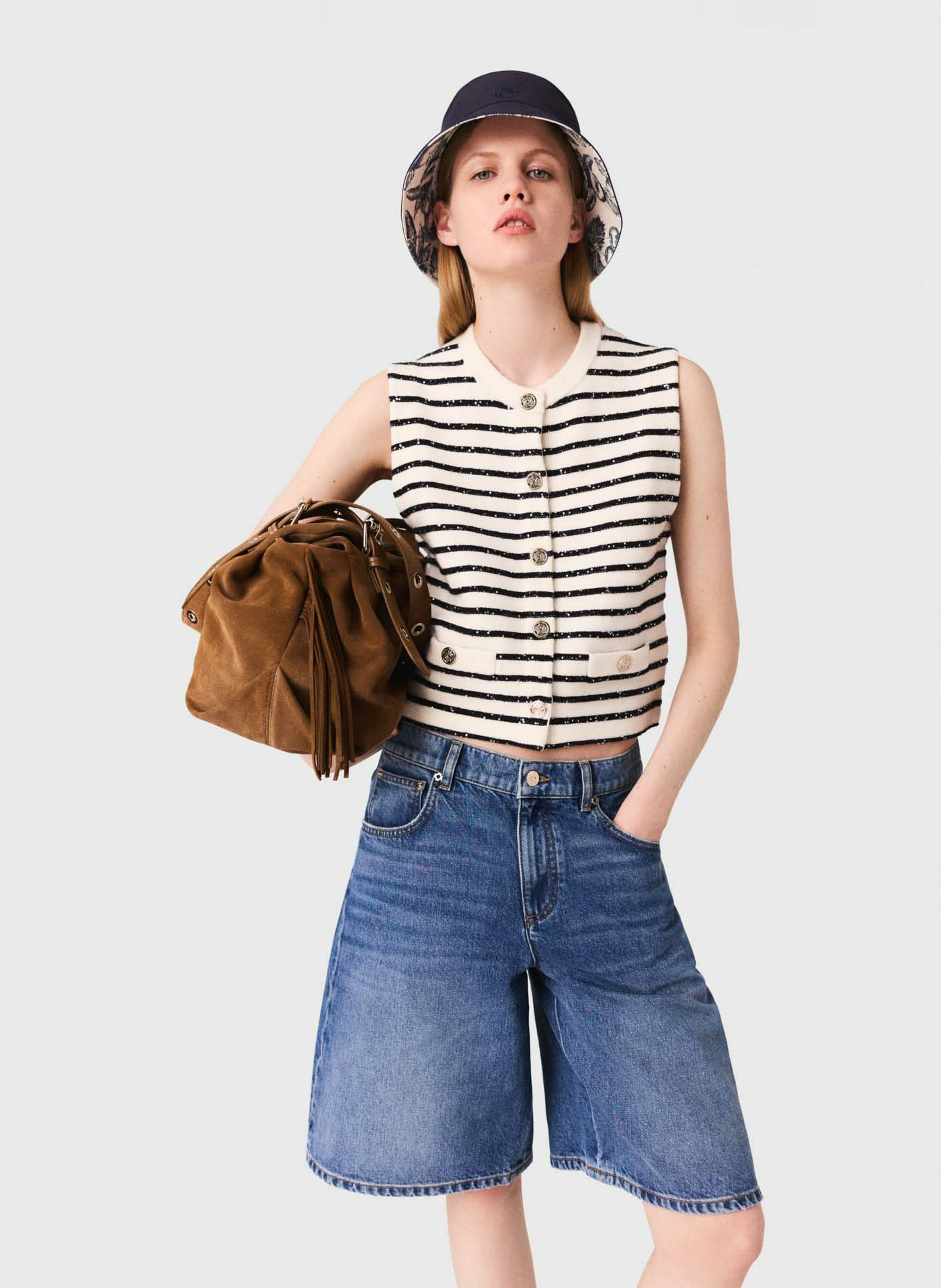 Gilet col rond MAJE Blanc