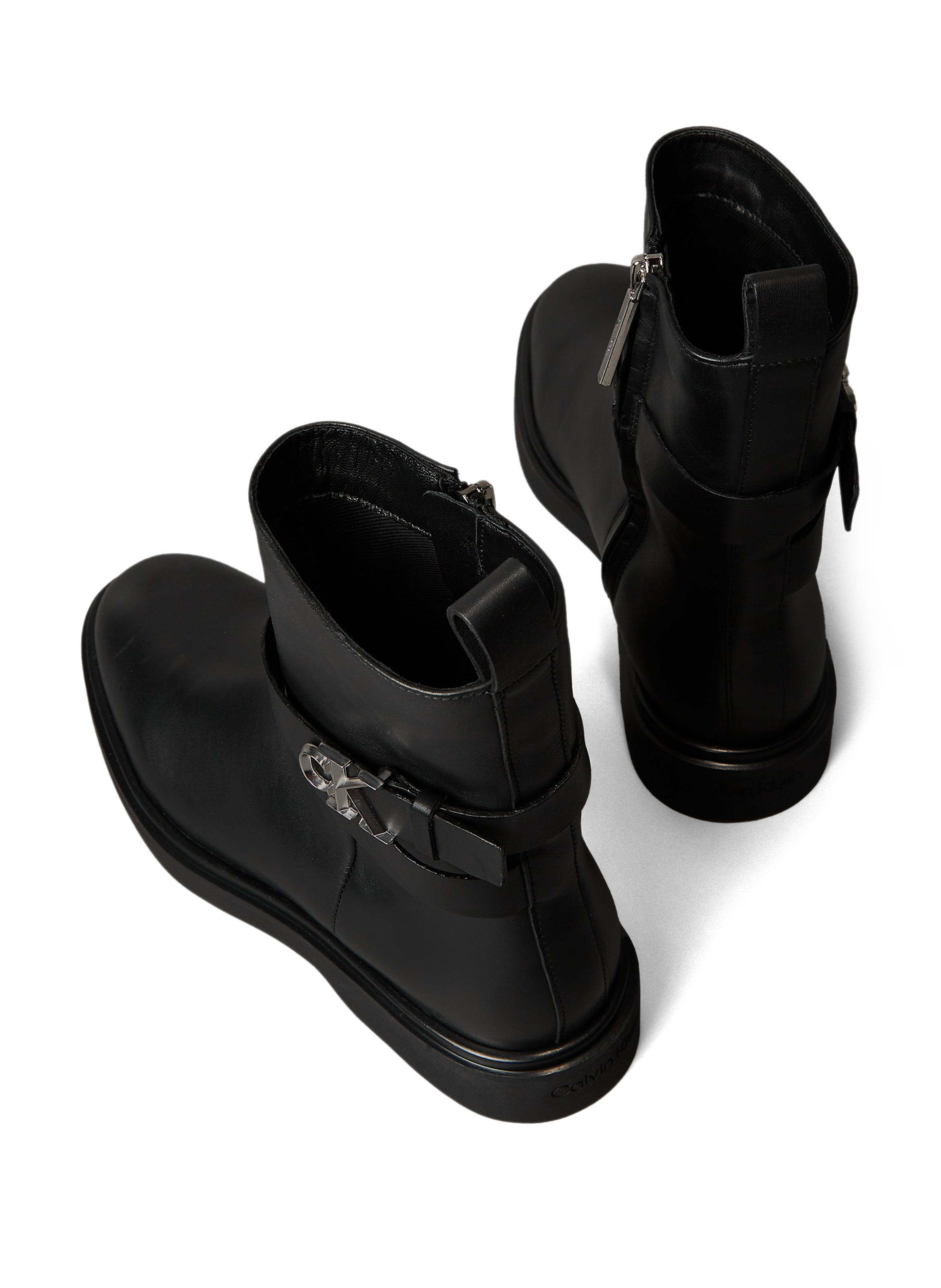 Bottines zippées en cuir CALVIN KLEIN Noir