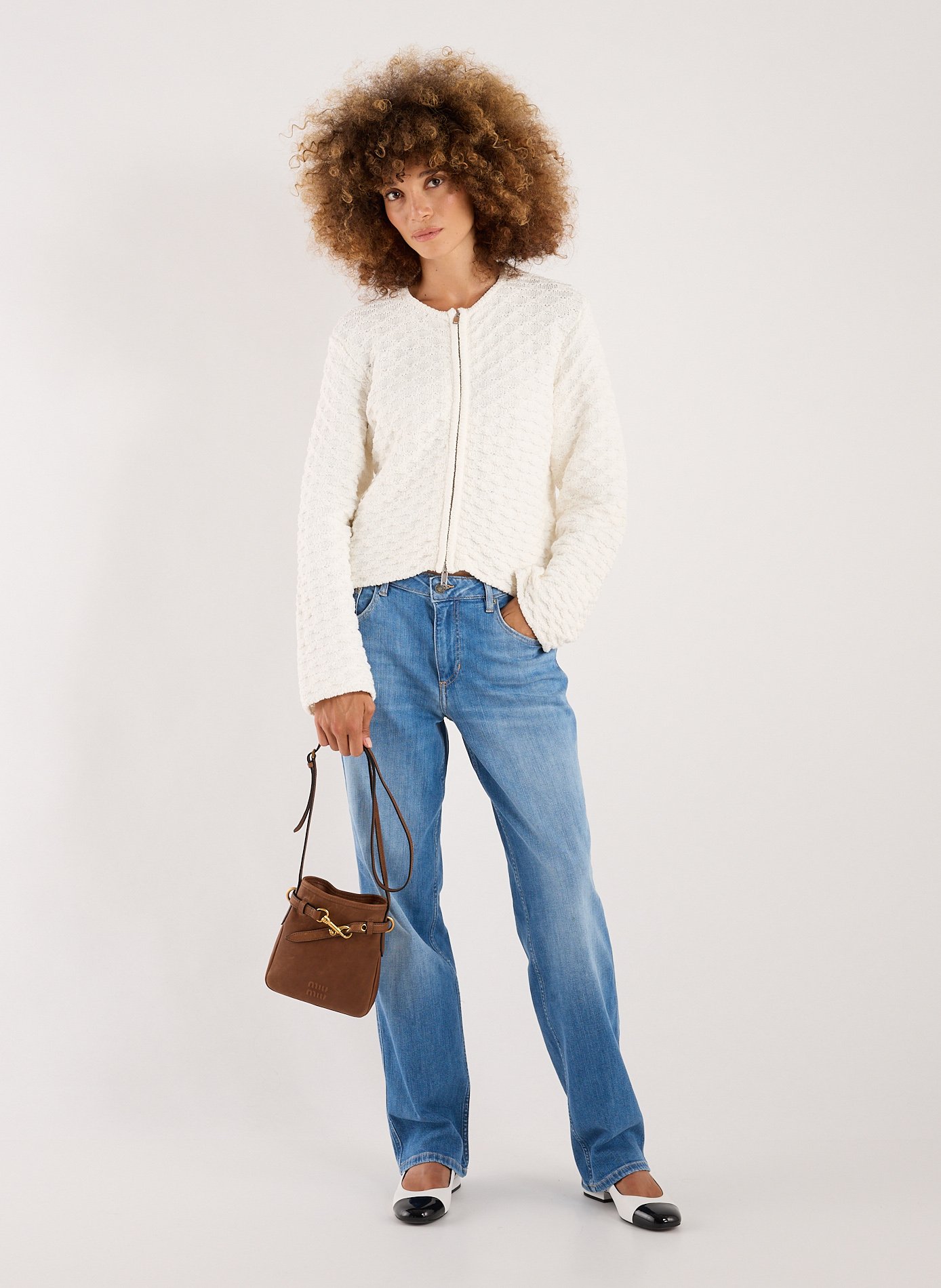 Sac à bandoulière en cuir MIU MIU Marron