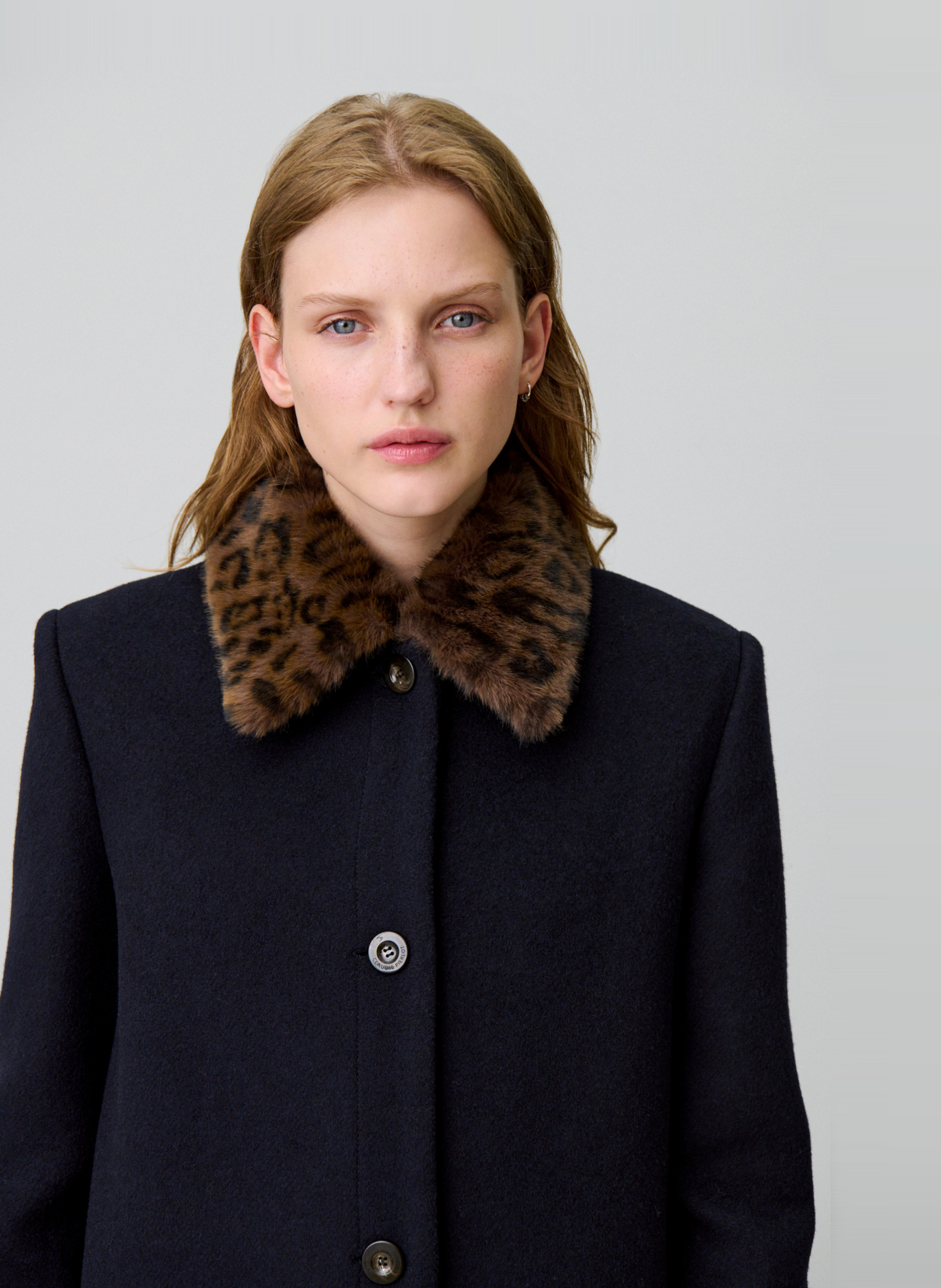 Manteau droit col classique en laine mélangée giuseppa CLAUDIE PIERLOT Multicolore