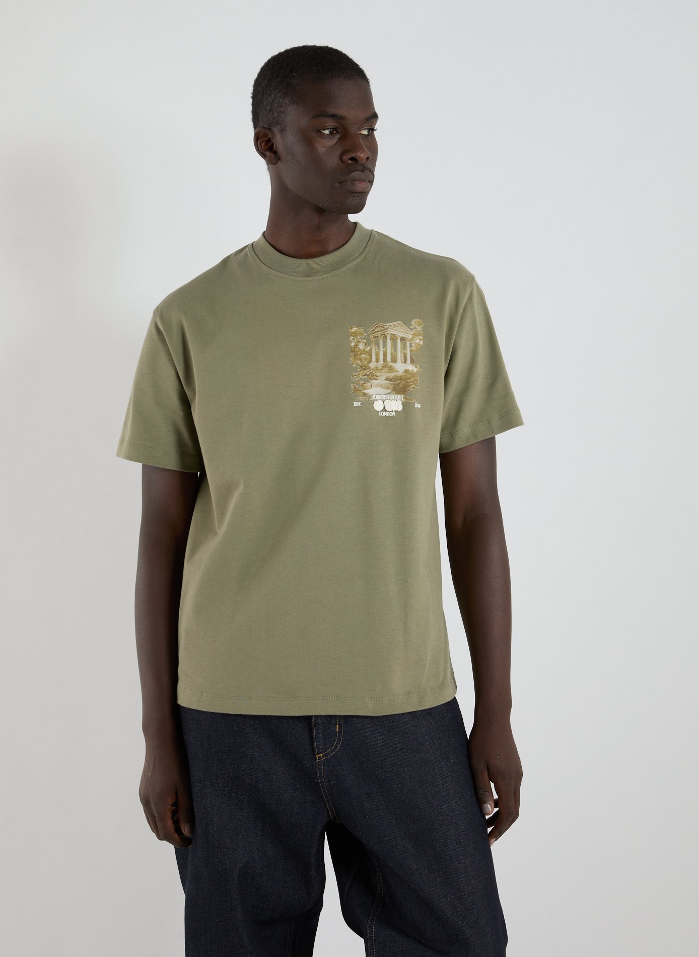 ONLY THE BLIND Biker-style cotton t-shirt Green