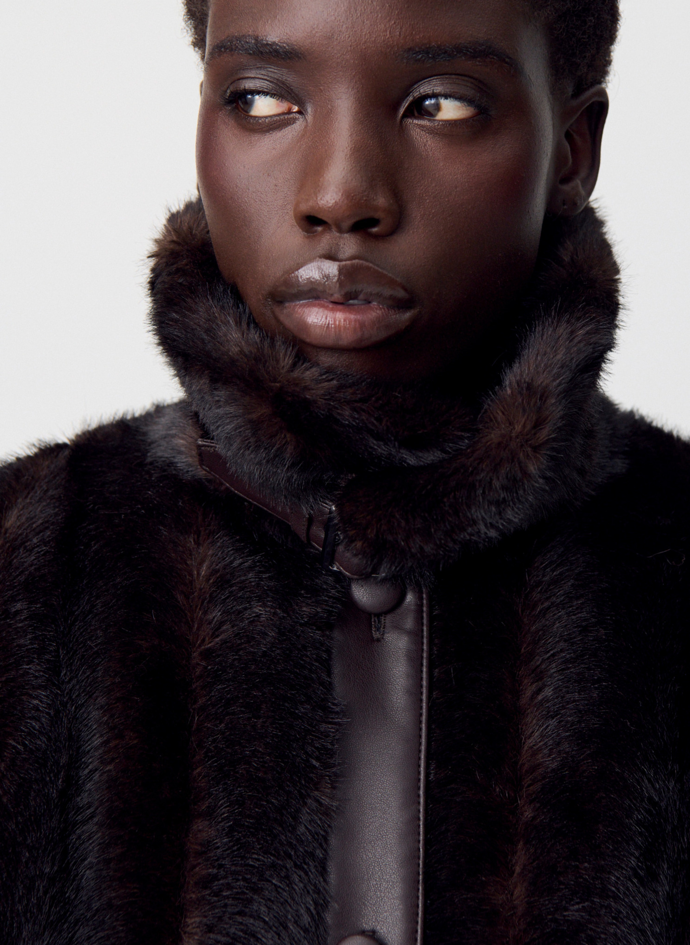 Veste en fausse fourrure unie faustina CLAUDIE PIERLOT Marron