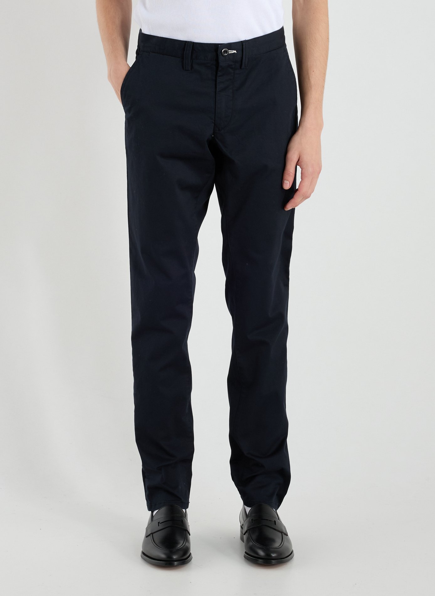 GANT Cotton and linen chino trousers Black