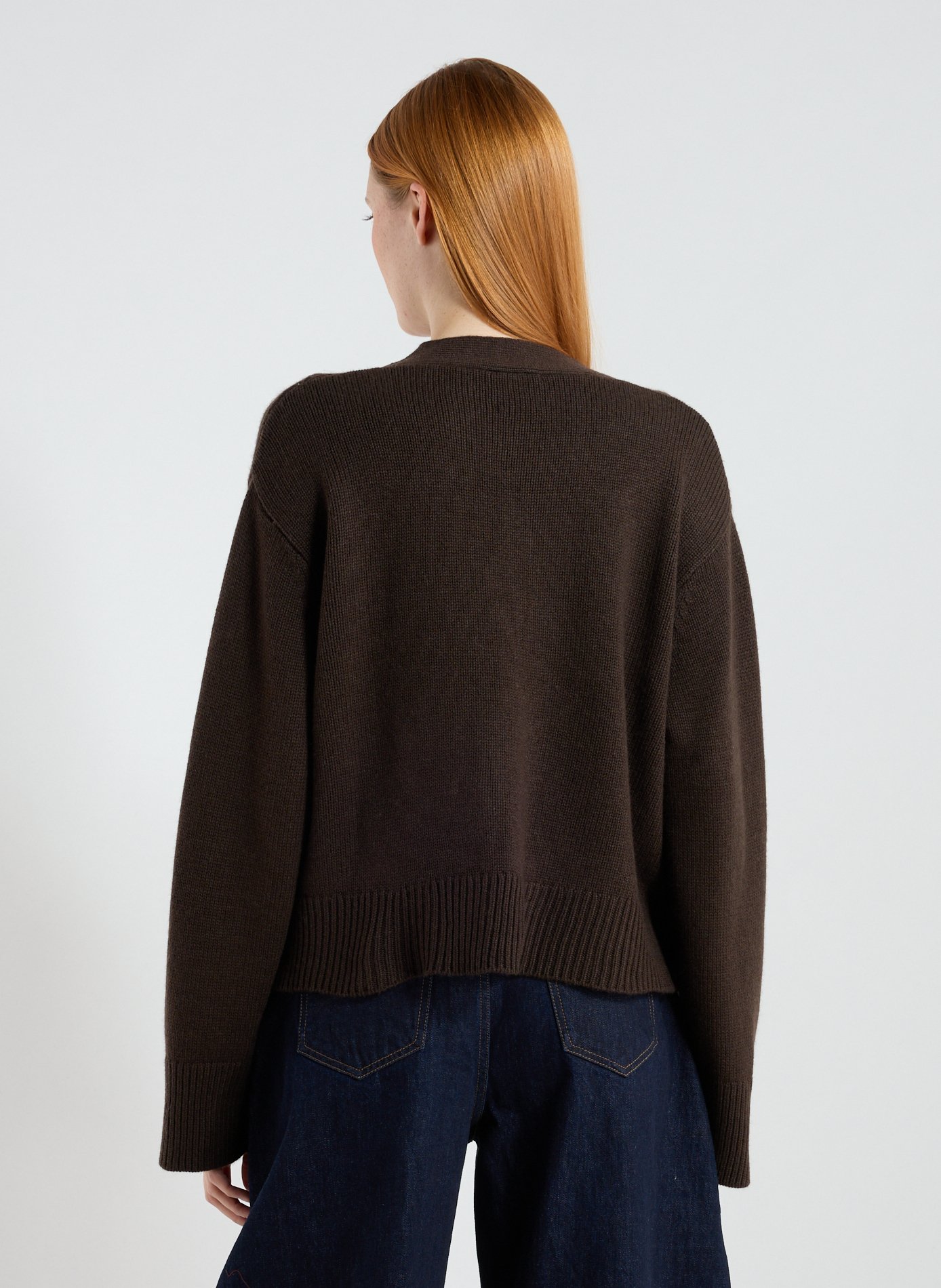 V-neck wool and cashmere Beja cardigan ALMADA Brown