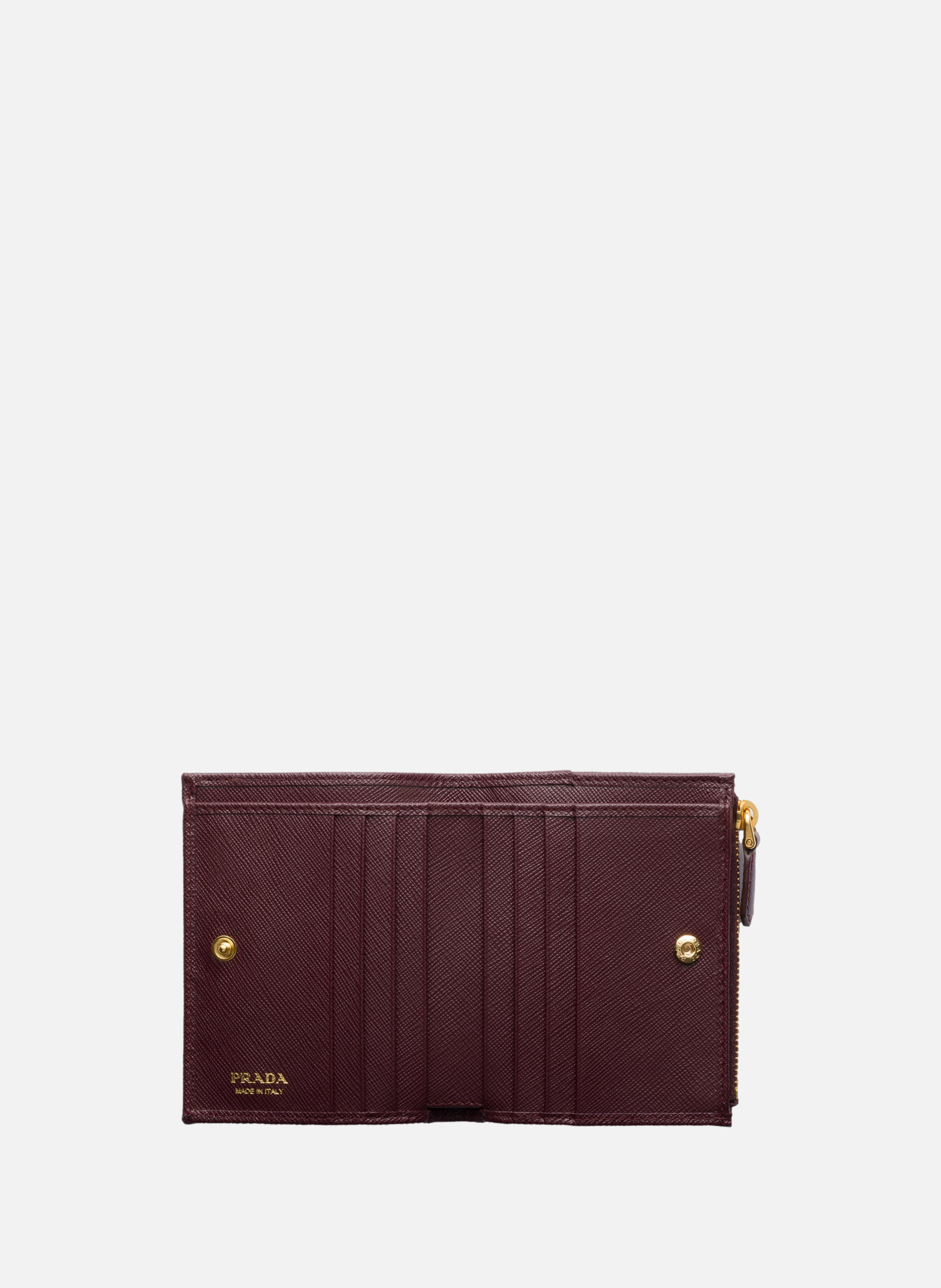 Petit portefeuille en cuir saffiano PRADA Rouge