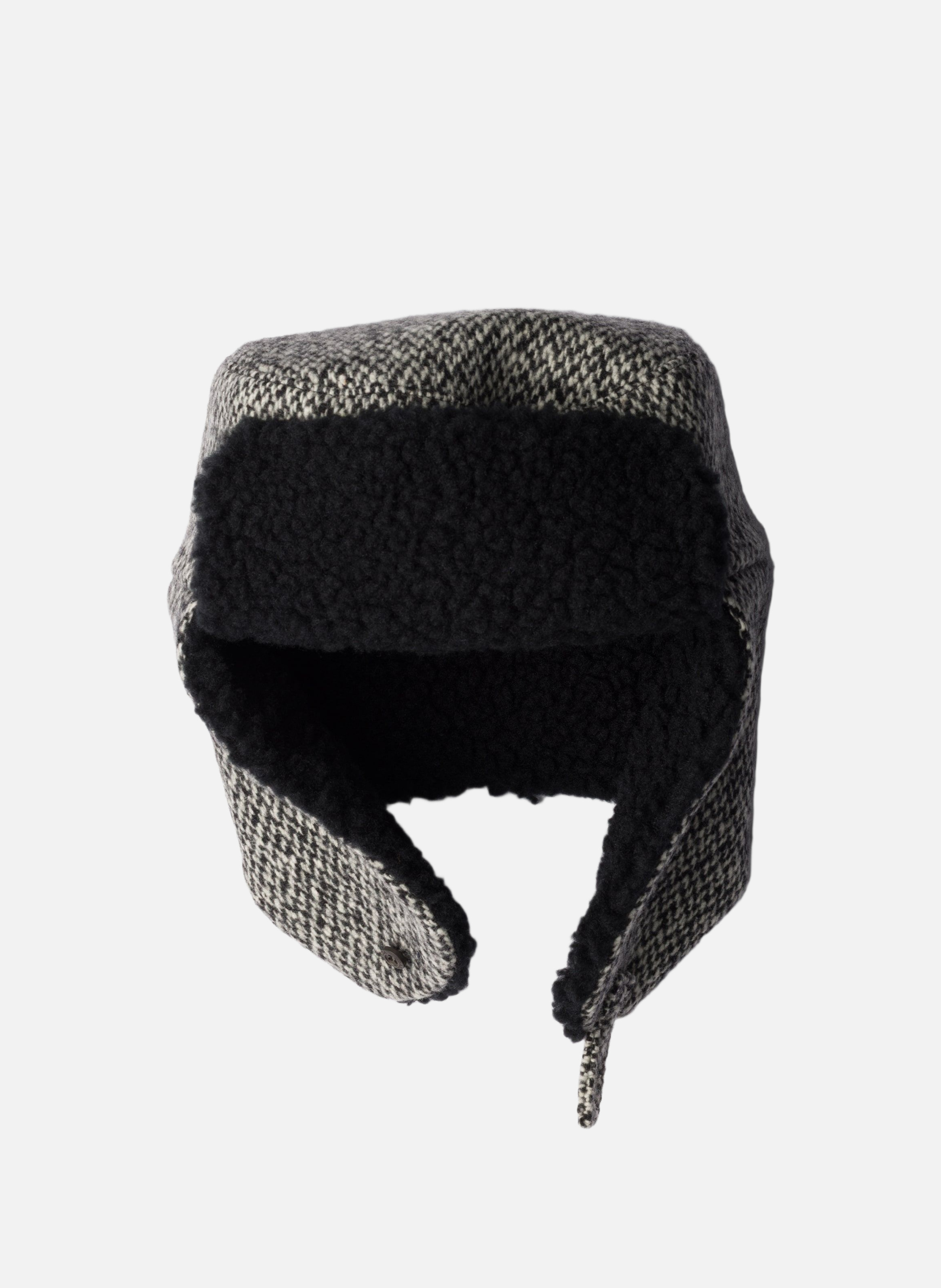 Chapeau de trappeur en stampa tweed PRADA Blanc