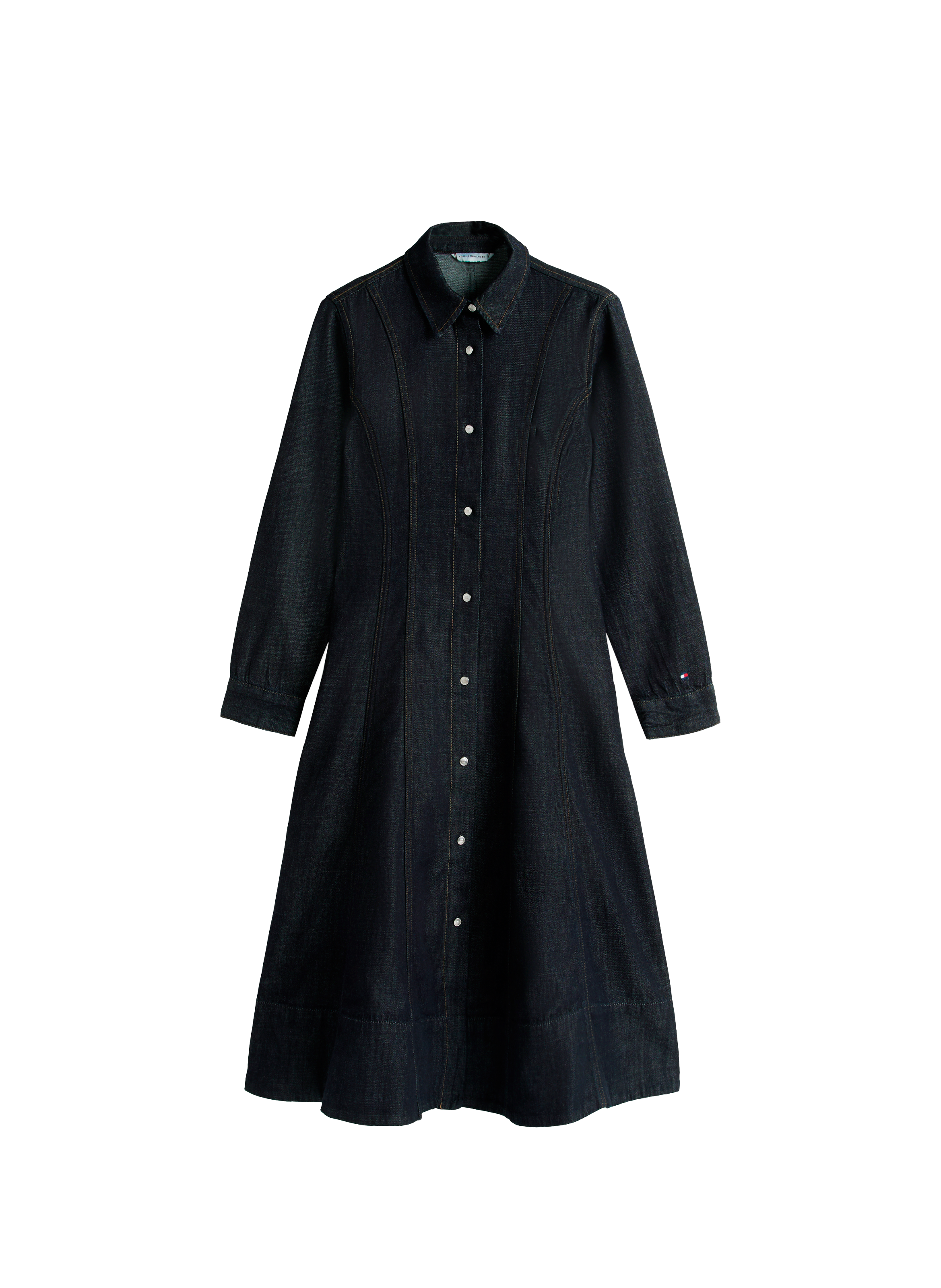 Robe chemise longue en denim de coton mélangé TOMMY HILFIGER Bleu