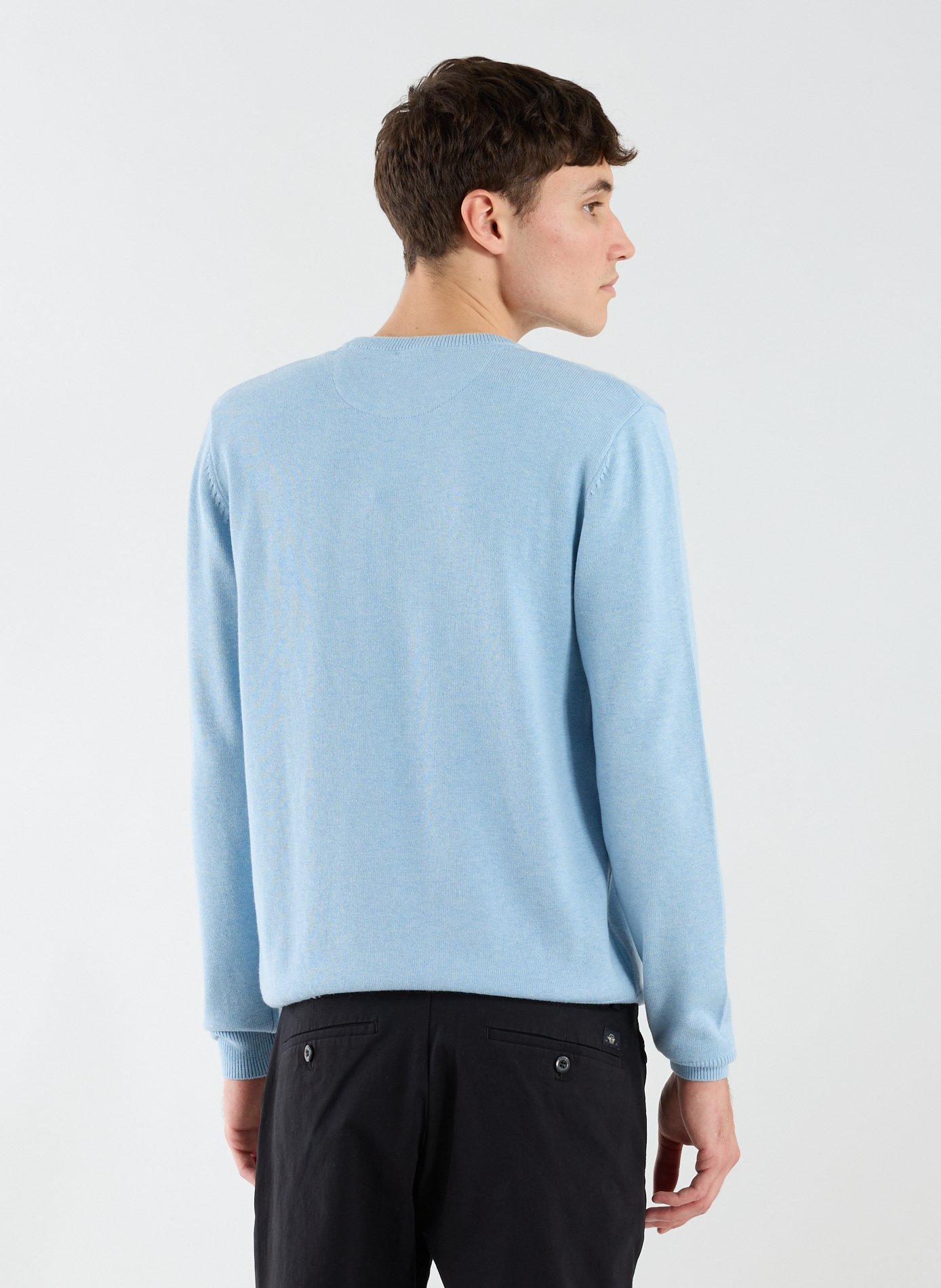 Round neck wool and cotton sweater EDEN PARK Blue