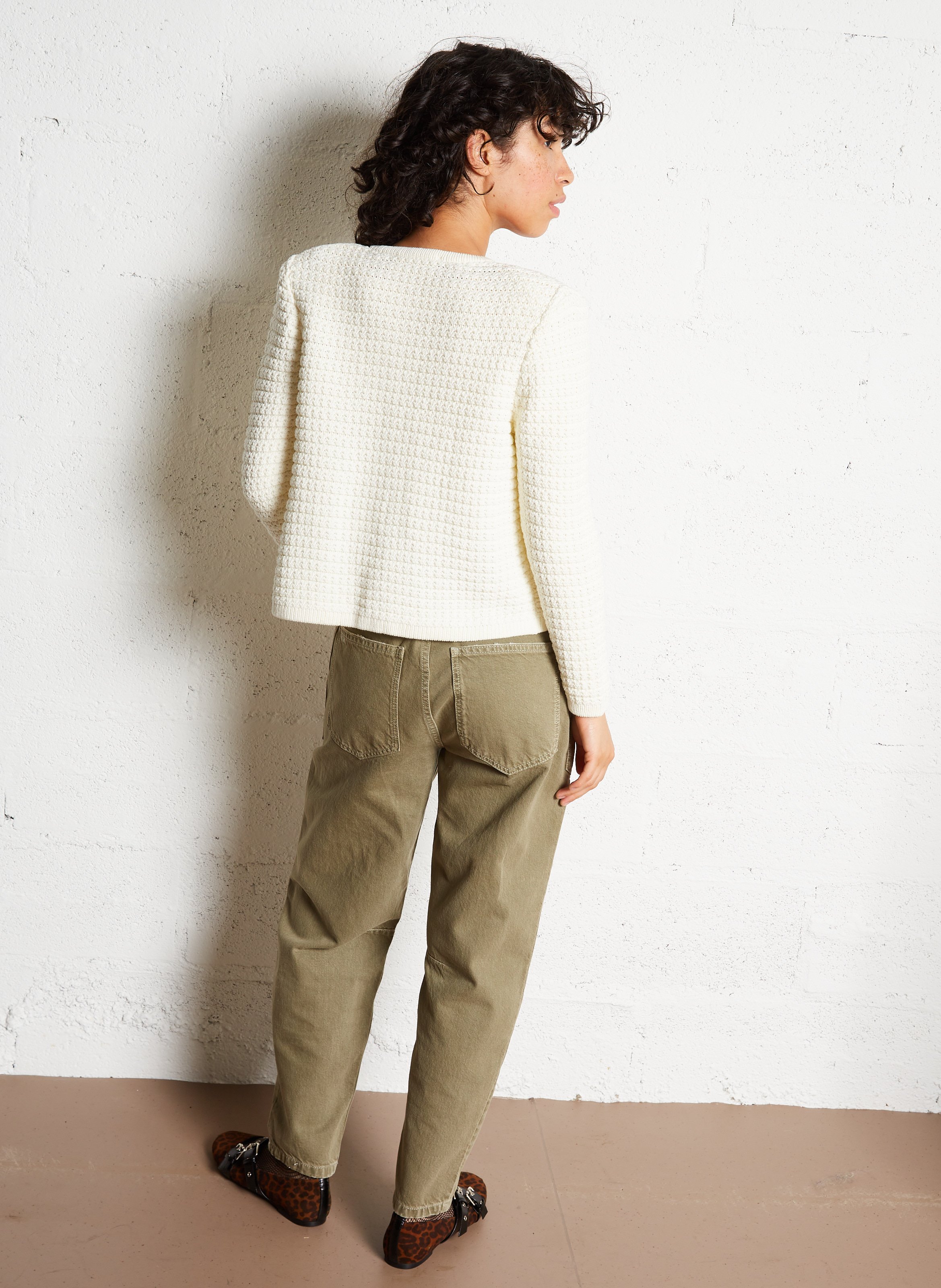 Gilet droit col rond en coton mélangé gaspard BA&SH Beige