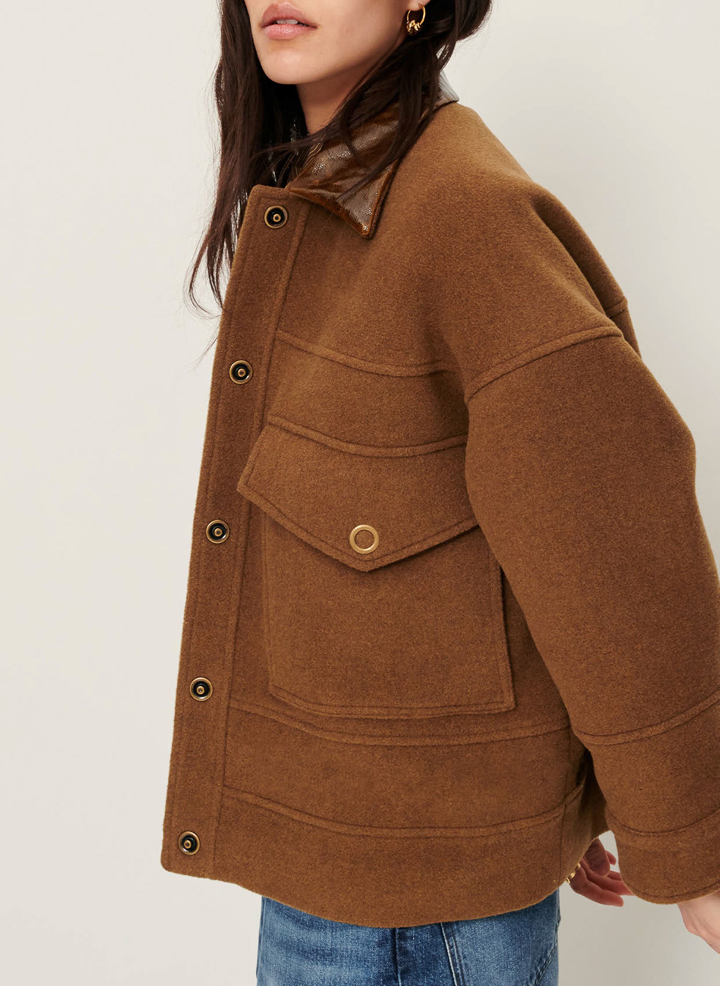 Manteau court col classique en laine mélangée edfinlay SESSUN Marron