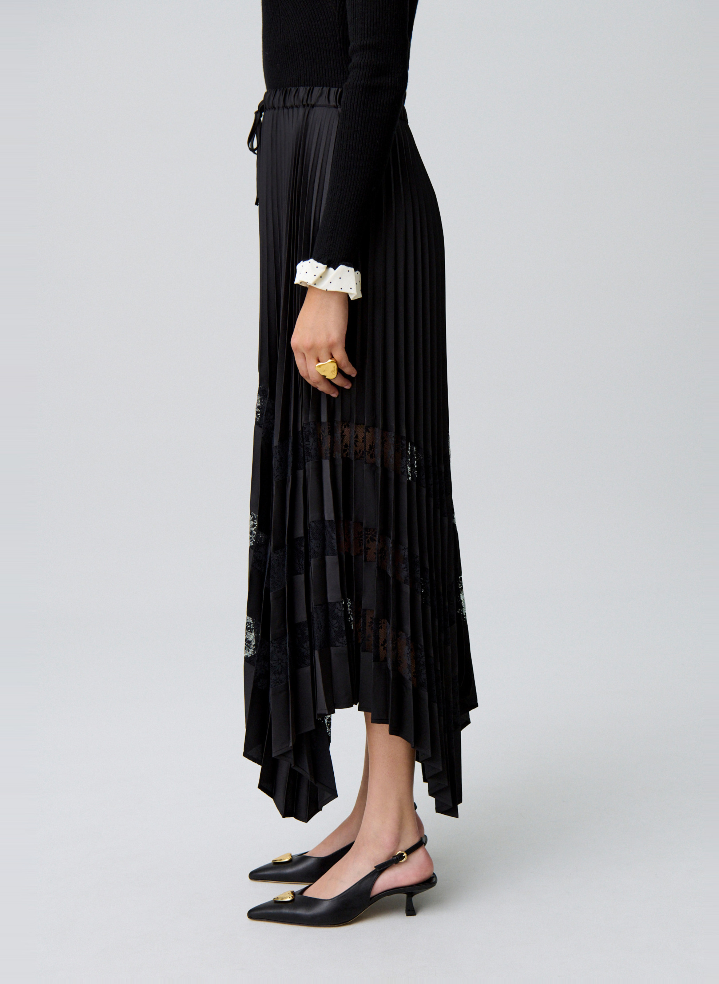 Jupe longue plissée solabelle CLAUDIE PIERLOT Noir