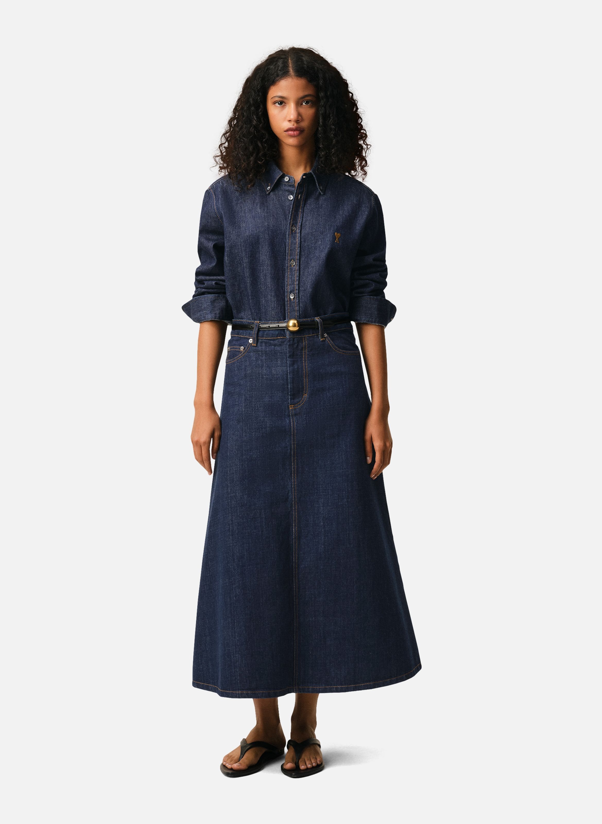 Chemise denim ami de coeur unisexe en coton AMI PARIS Bleu