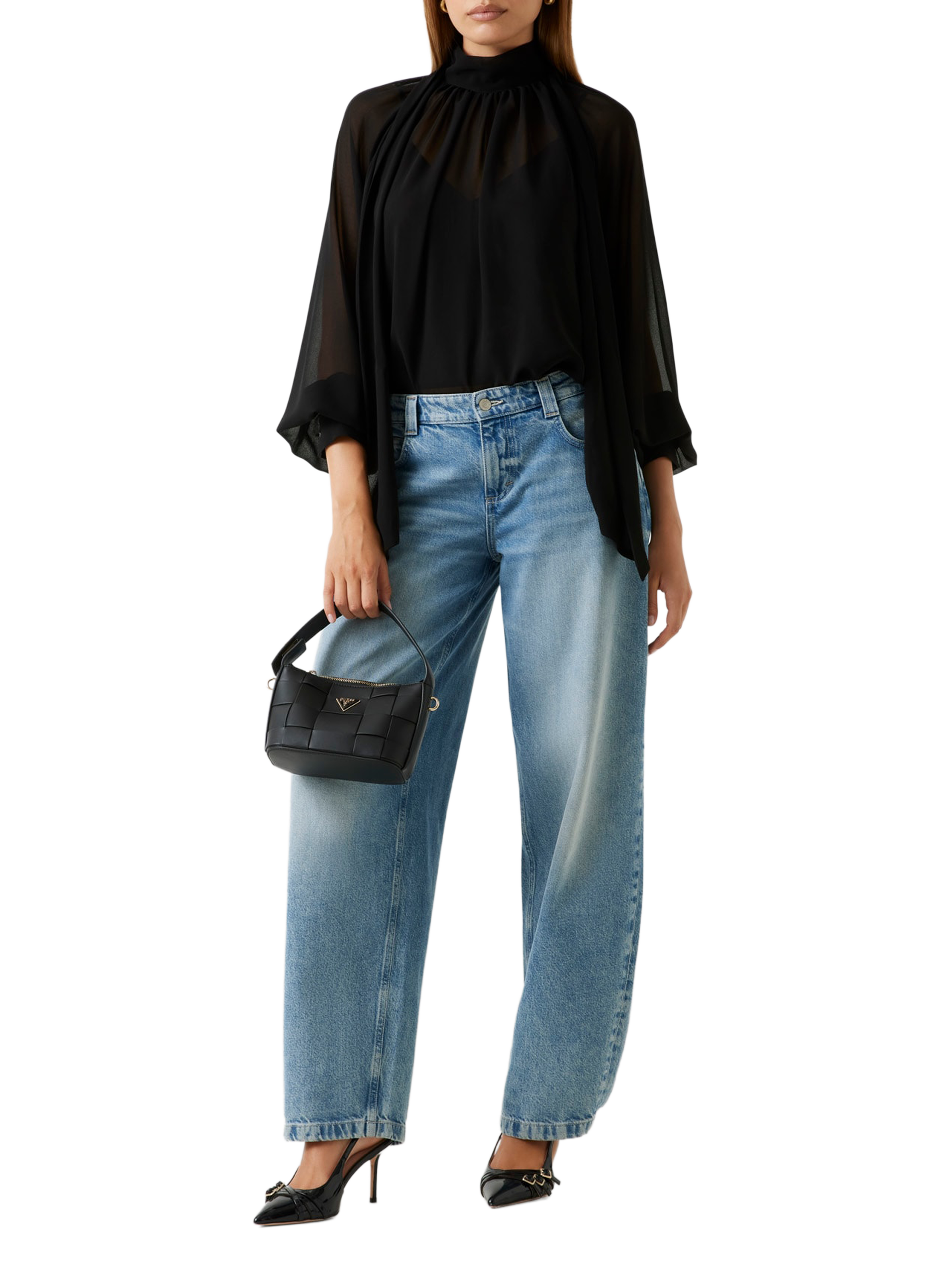 Fluid blouse with tie neck GUESS Black