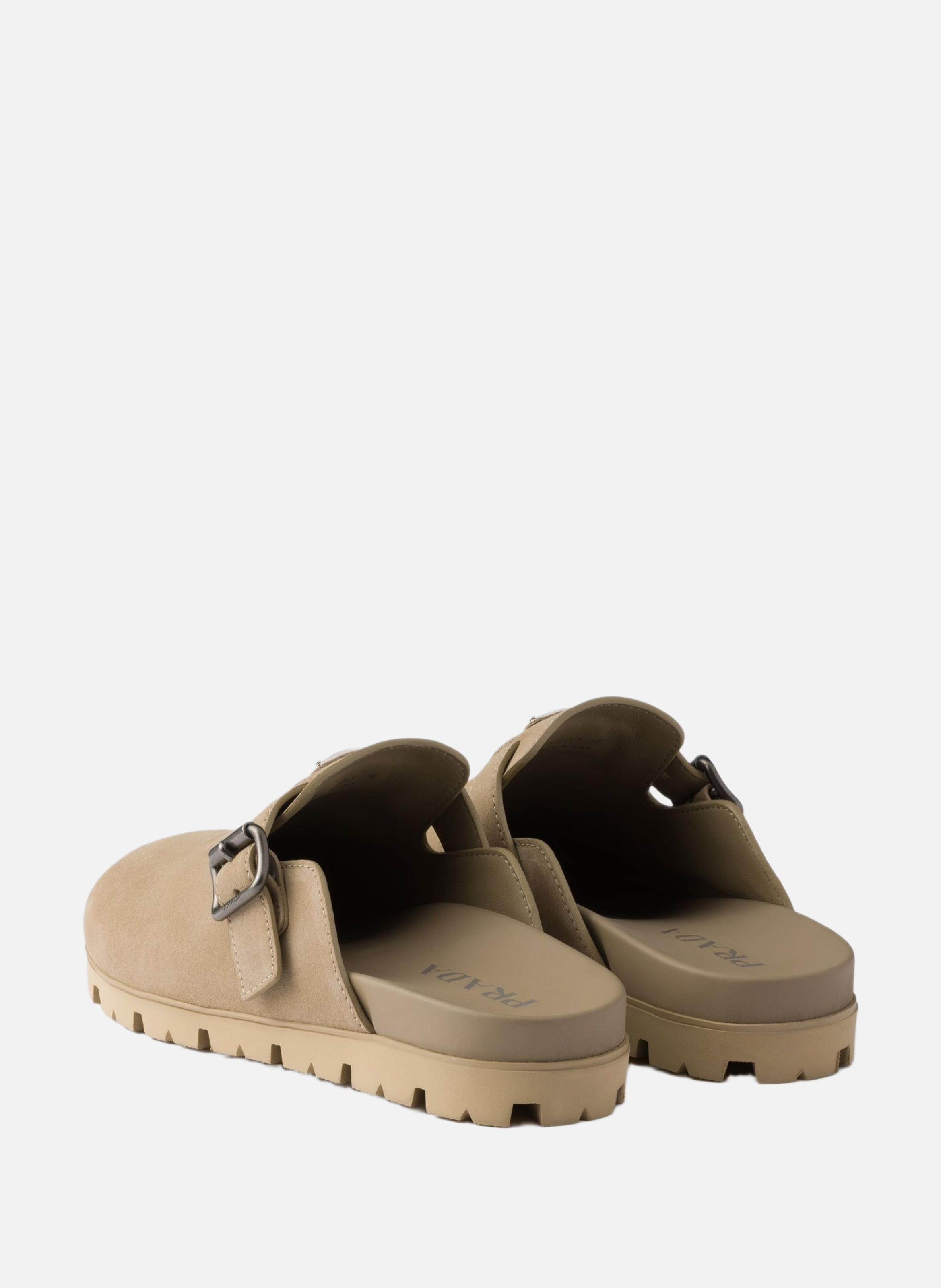 Mules en veau velours PRADA Beige