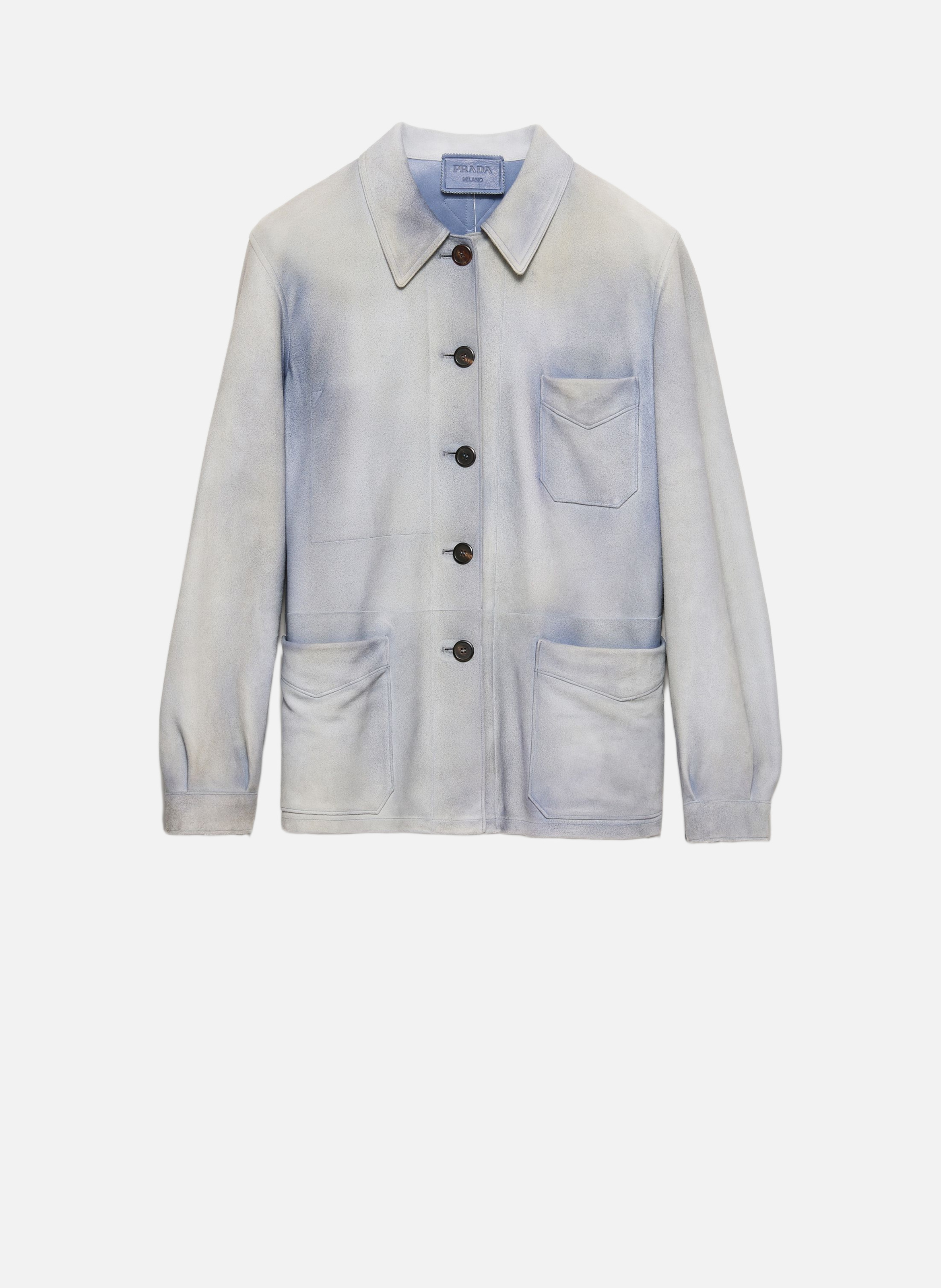 Veste caban en veau velours PRADA Bleu