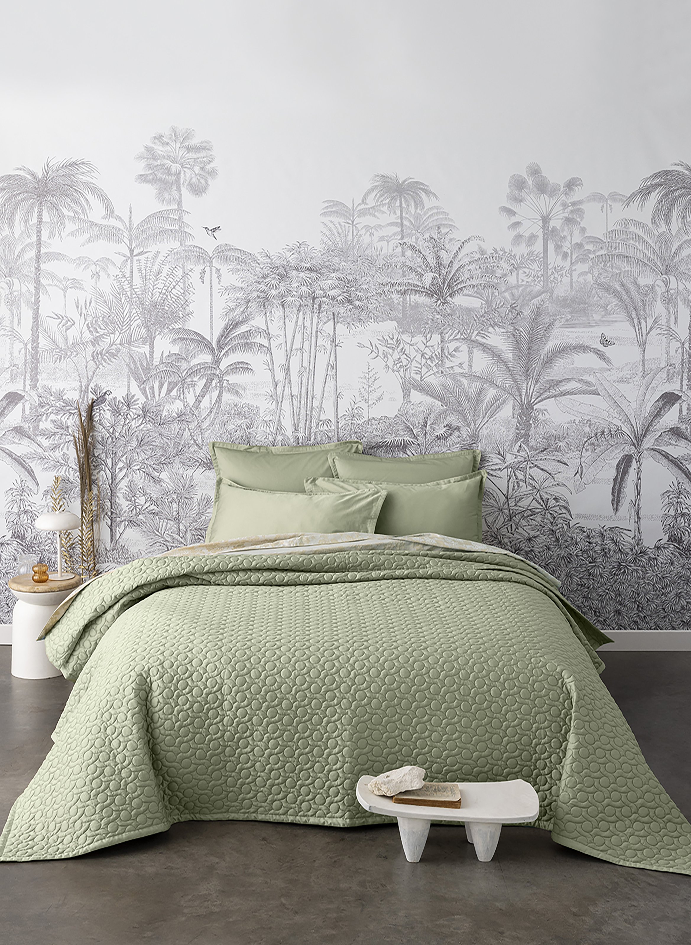 Couvre-lit matelassé uni en satin de coton bio, poesie ALEXANDRE TURPAULT Vert