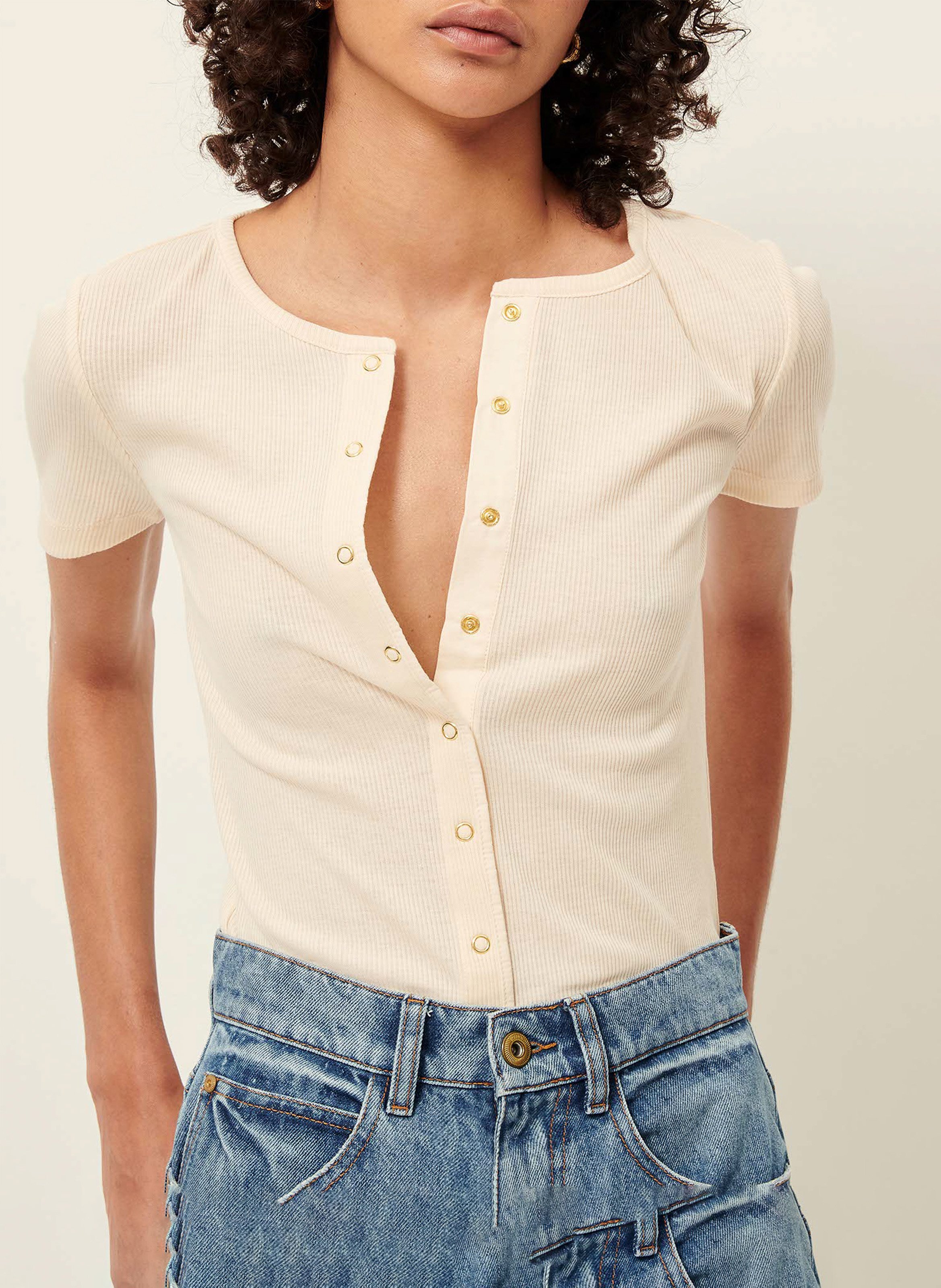 Tee-shirt boutonné uni manches courtes clark SESSUN Beige