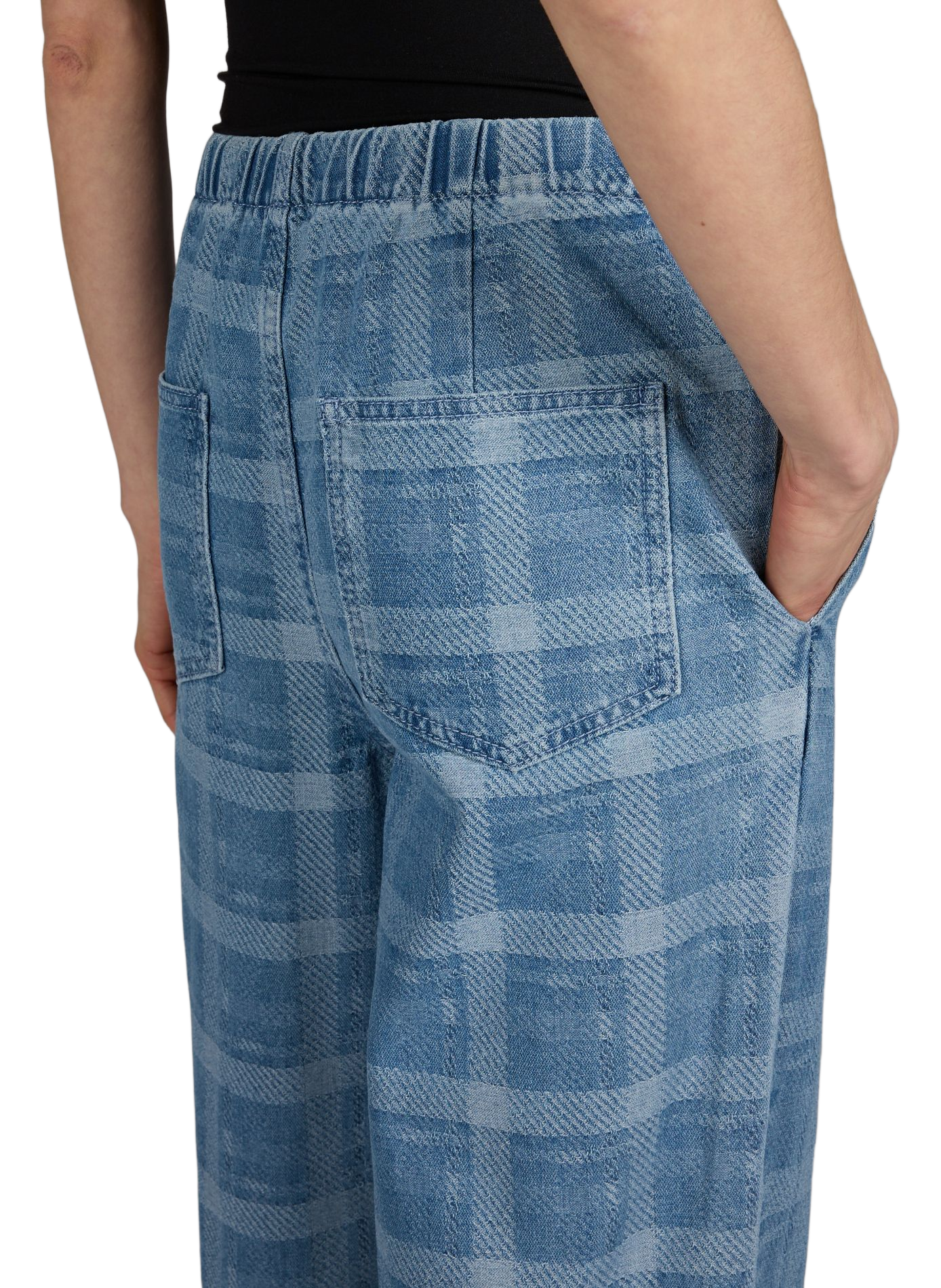 Jean ample à carreaux en coton mélangé OBJECT Bleu