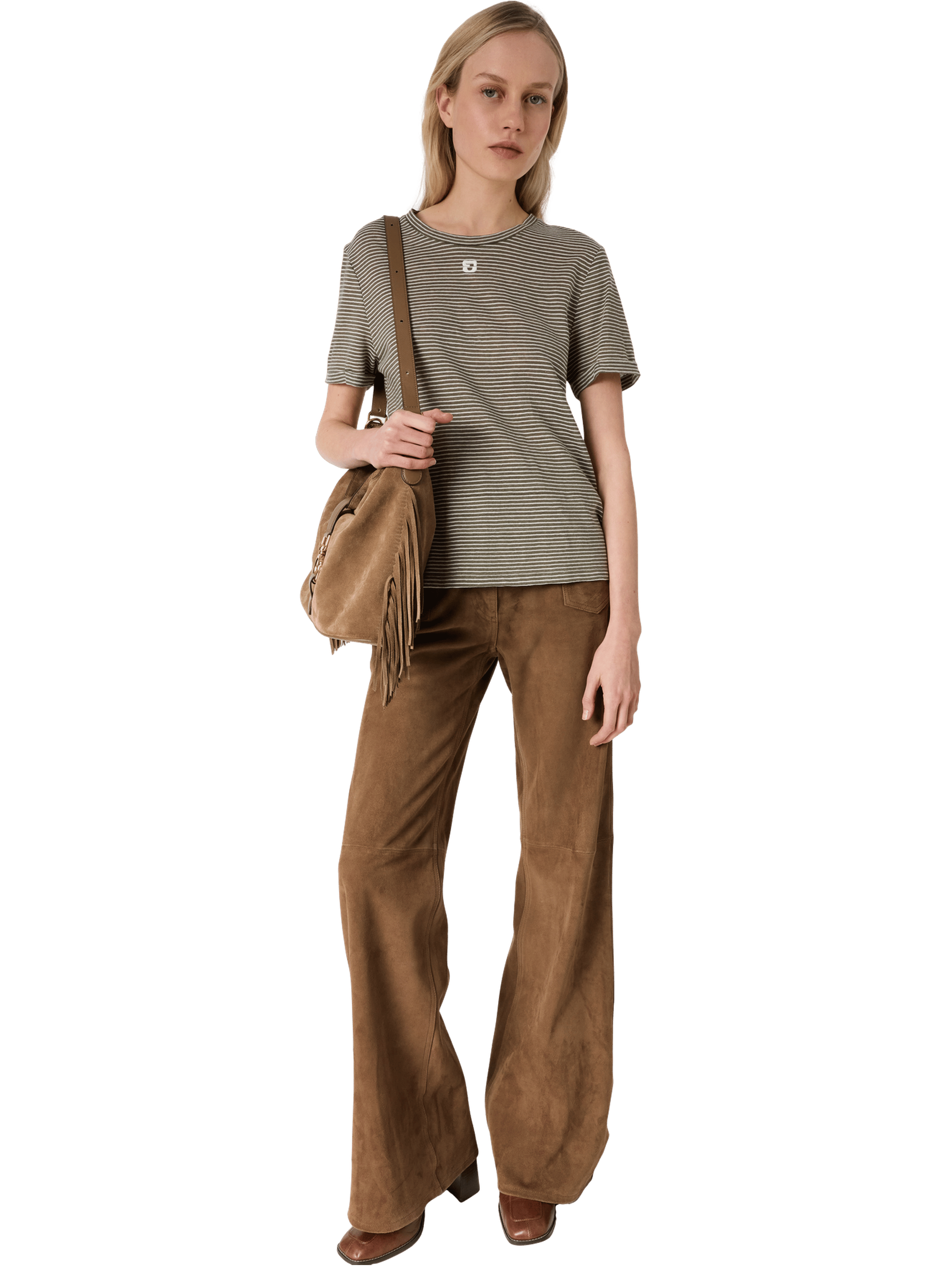 T-shirt rayé en lin et coton - melva GERARD DAREL Vert