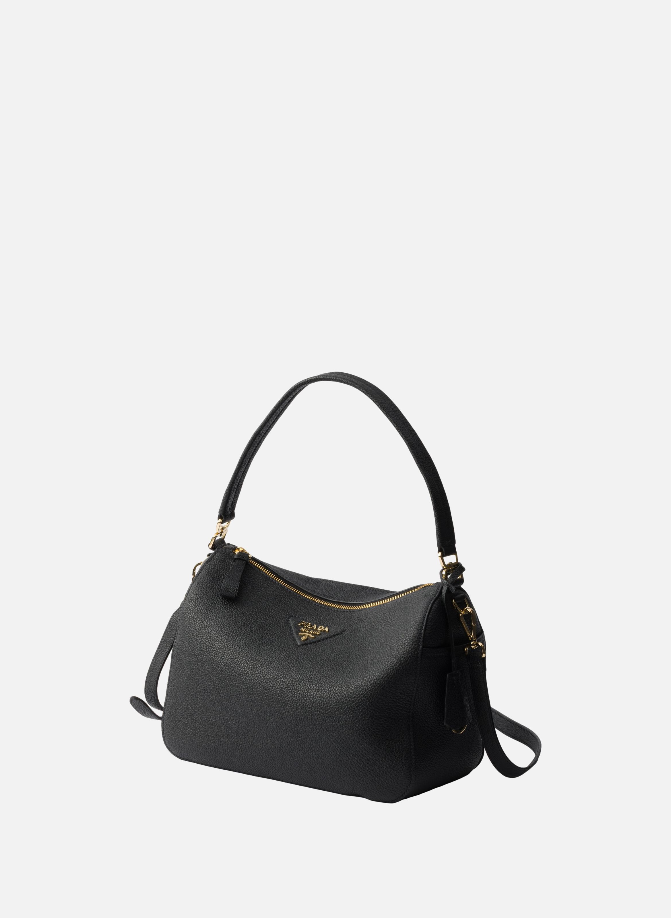 Sac porté épaule en cuir PRADA Noir