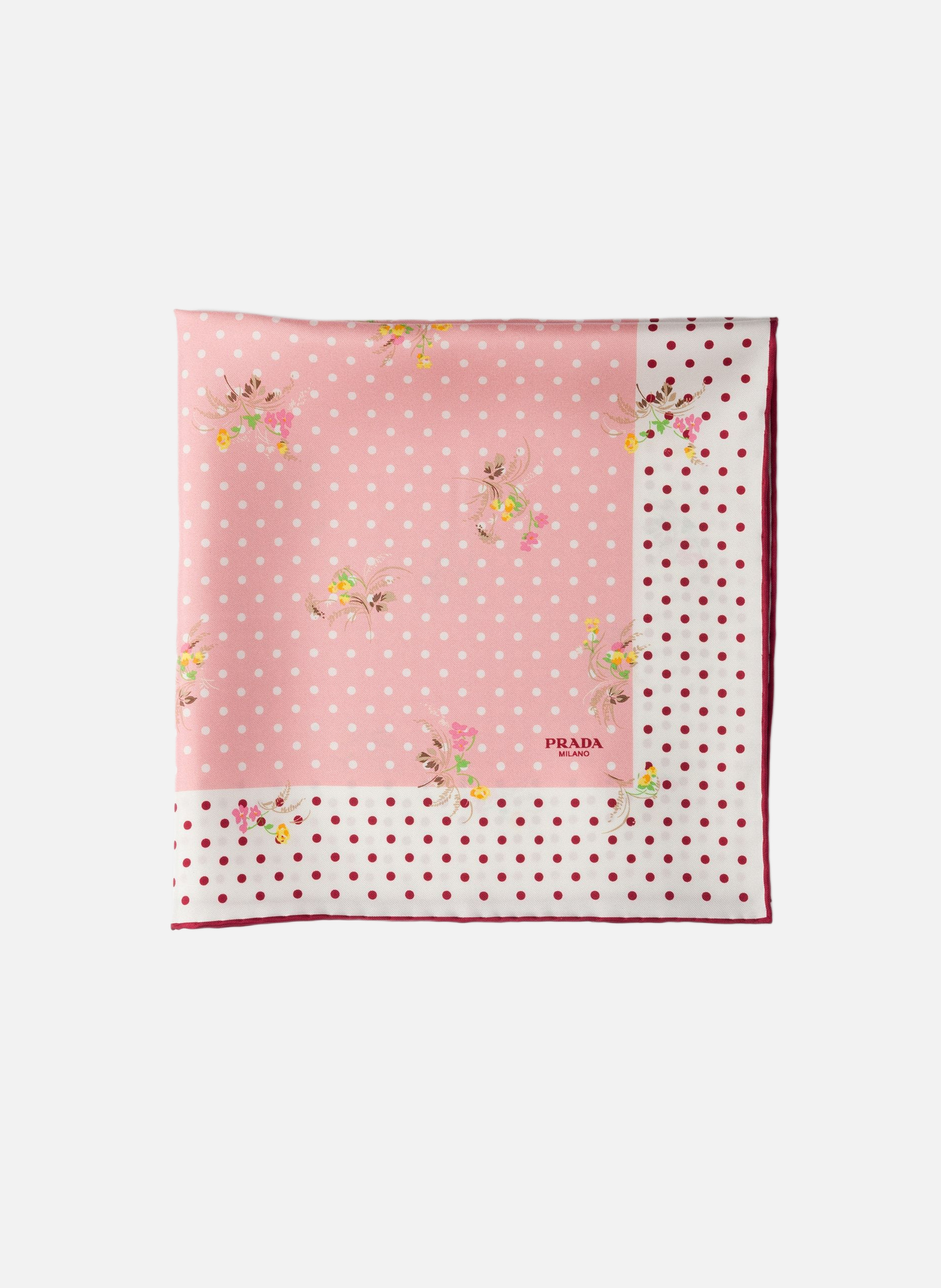 Foulard en sergé de soie imprimé 55  PRADA Rose