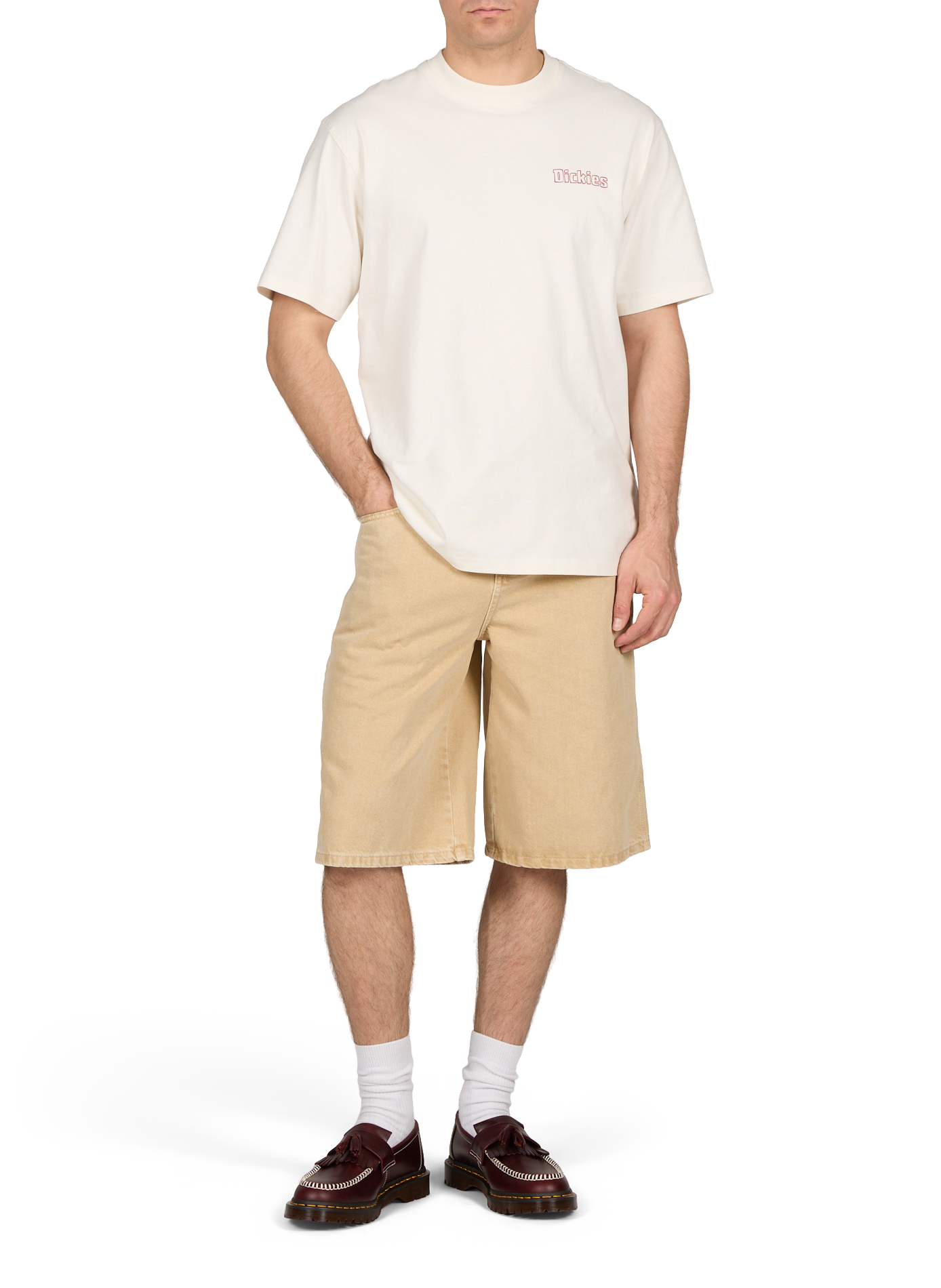 Short droit en denim de coton DICKIES Beige