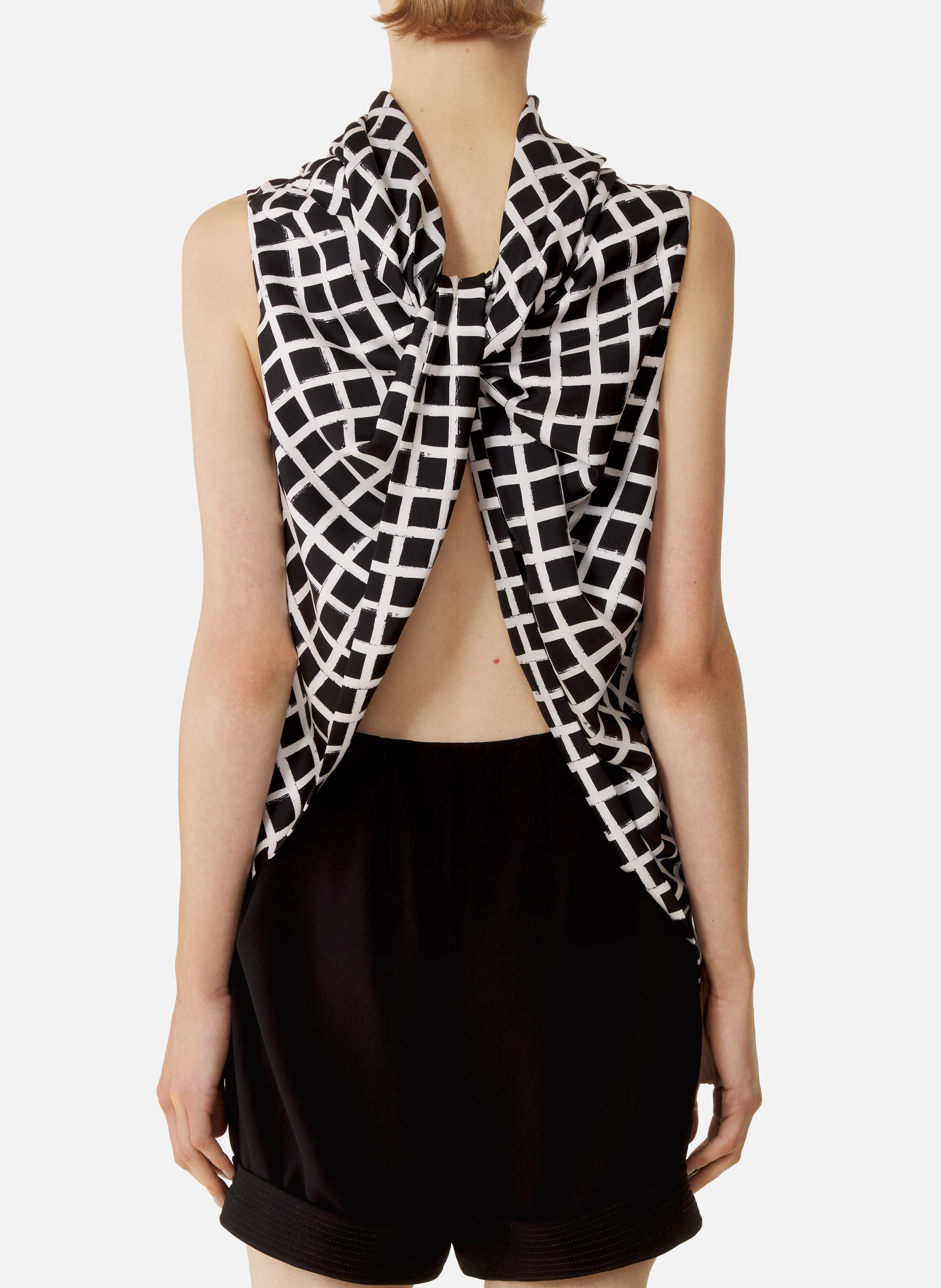 Haut sans manches en soie imprimée LANVIN Blanc
