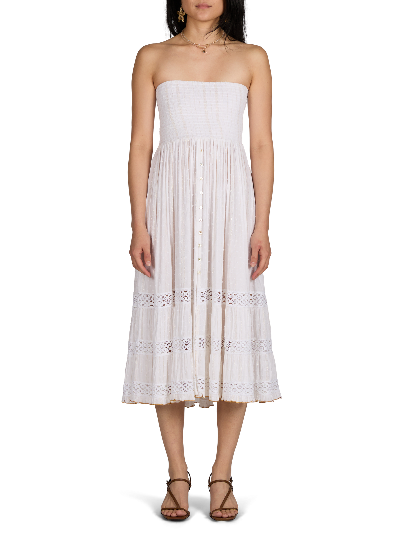 Mini Perlen Sonnenblume Halskette AU PRINTEMPS PARIS Beige